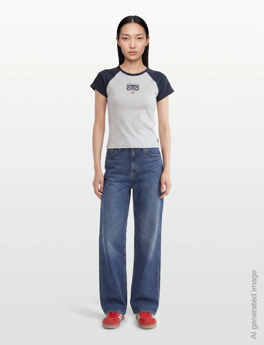 Levi's® - GR RILEY RAGLAN TEE SOUND ON O - t-shirts - greys - 0