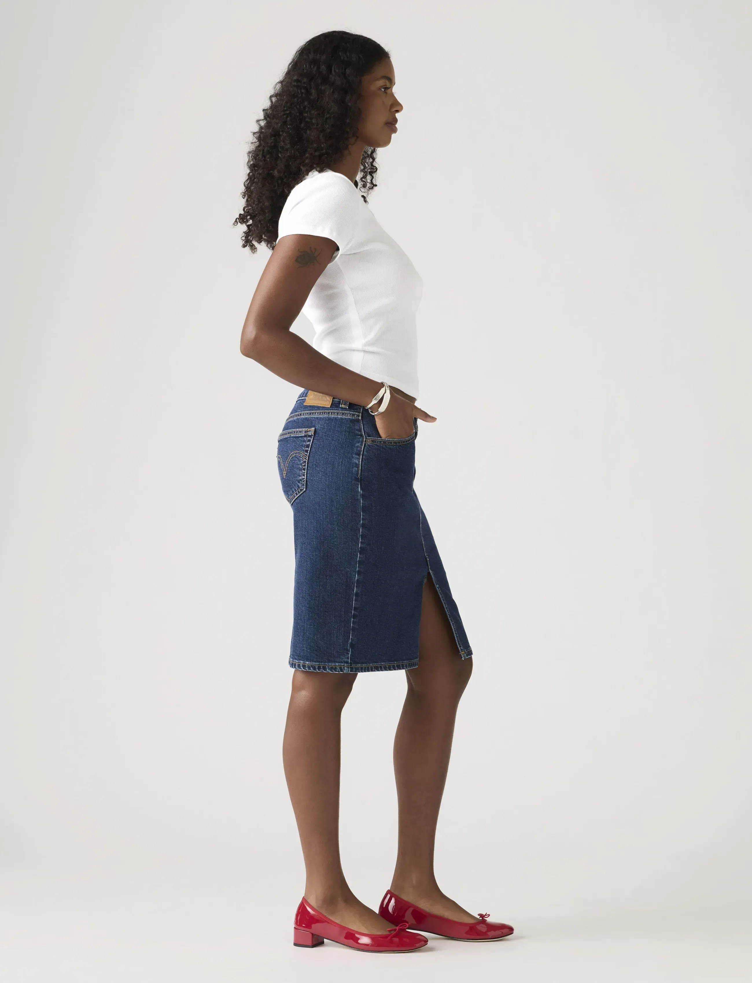 Levi's® - LOW MIDI SKIRT LONGER DAYS NO - teksaseelikud - med indigo - worn in - 3