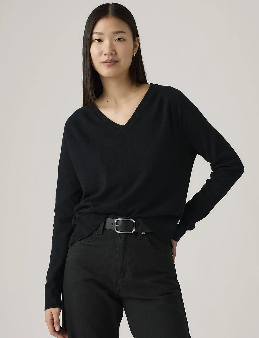 Levi's® - SUPER SOFT VNECK PULLOVER ANTH - kampsunid - blacks - 0