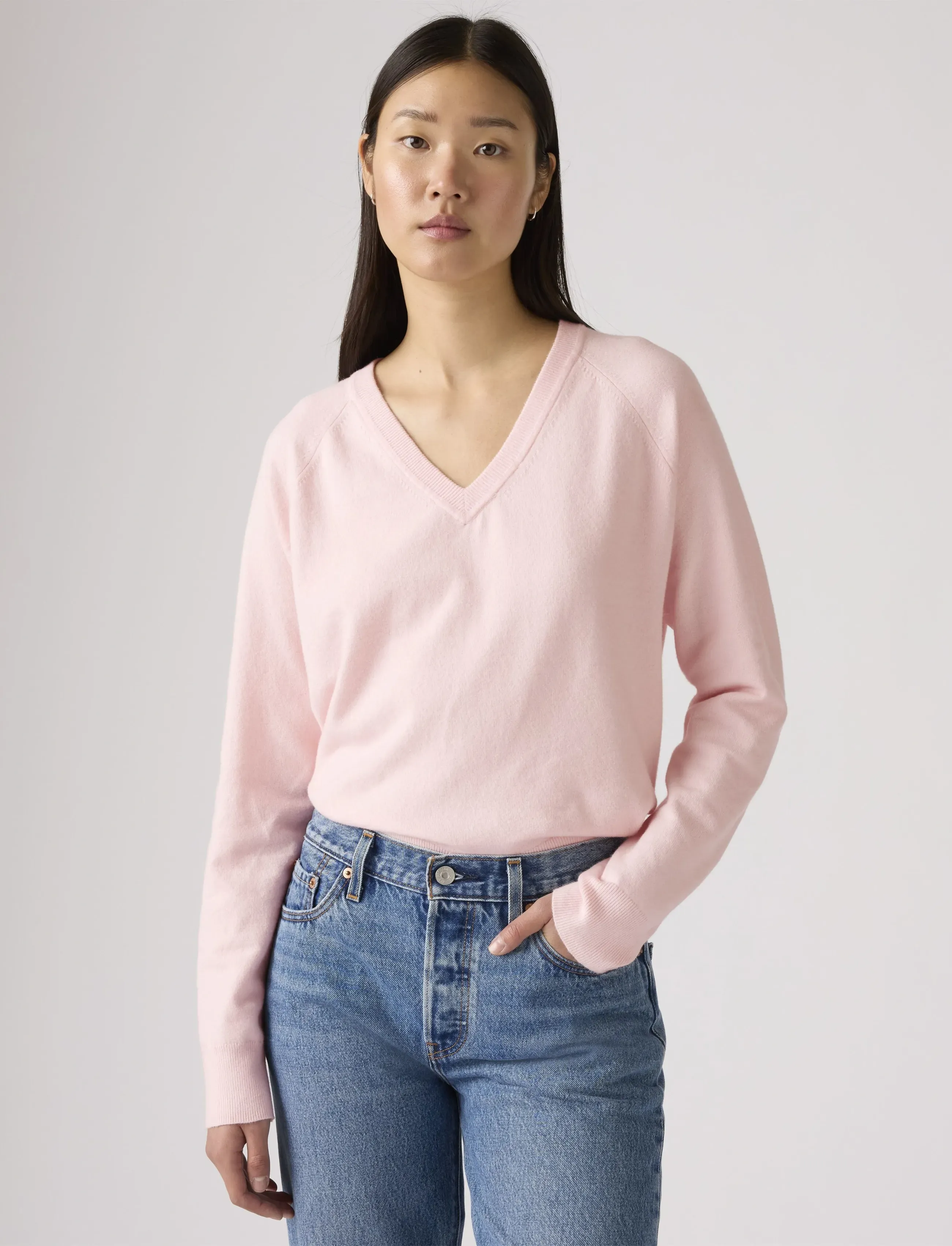 Levi's Super Soft Vneck Pullover Potp, Damen, V-Ausschnitt Pullover, Rosa, Gr.S