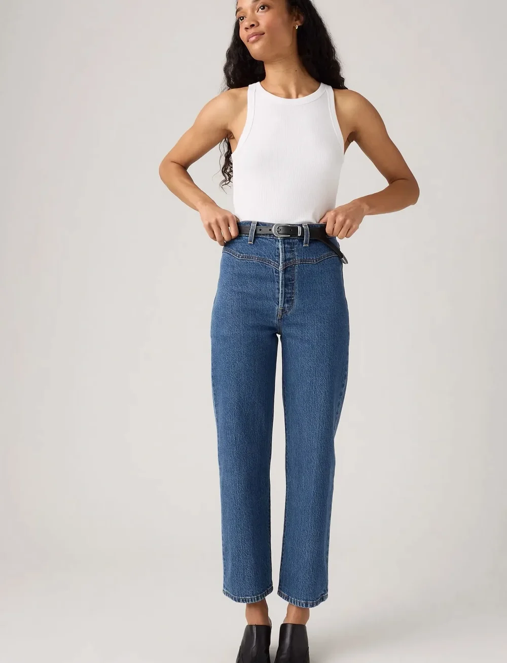Levi's® - RIBCAGE WESTERN YOKE VALLEY VI - jeans droites - dark indigo - flat finish - 0
