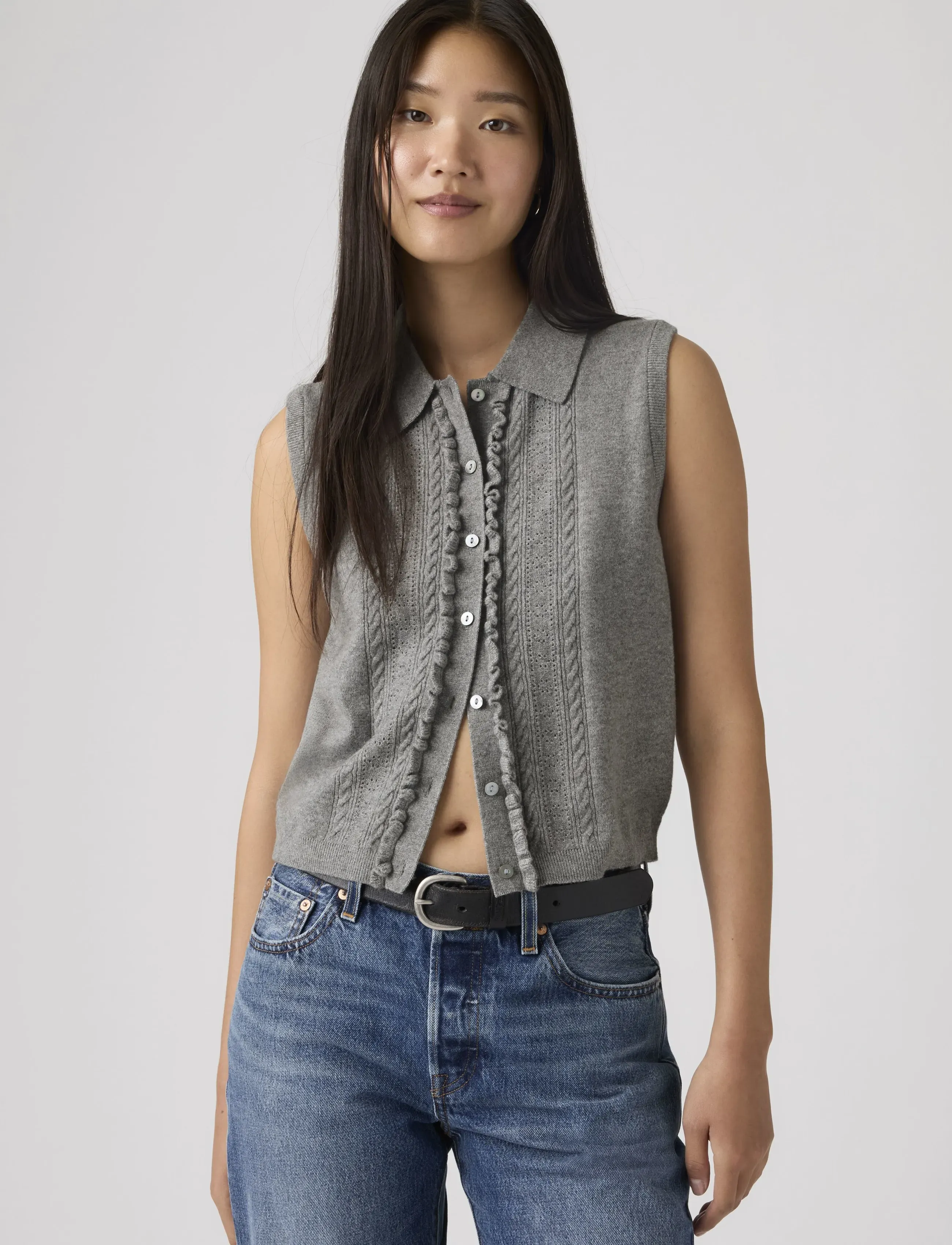 Levi's® - SUPER SOFT MINI RUFFLE VEST DA - gestrickte westen - neutrals - 5