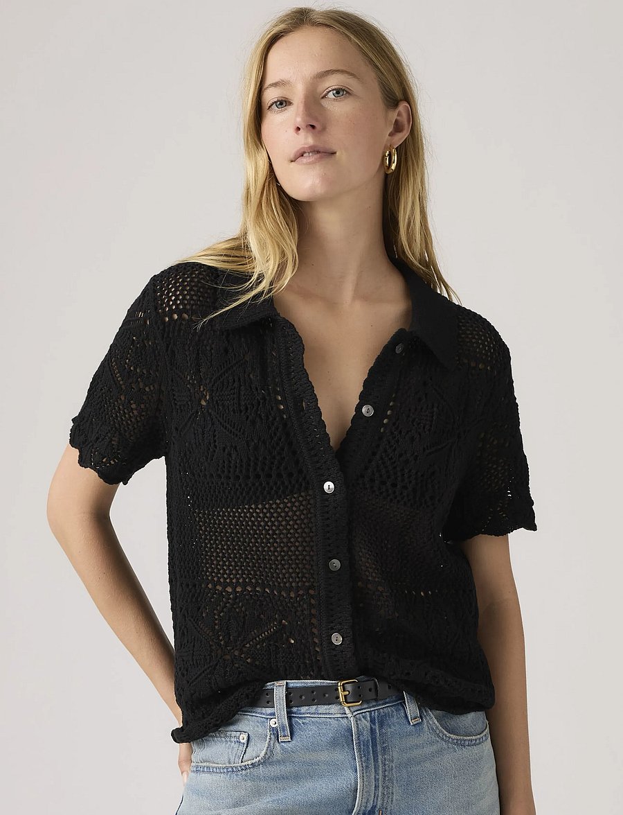 Levi's® - SUSANNA FLORAL CROCHET SHIRT A - kurzärmlige hemden - blacks - 0