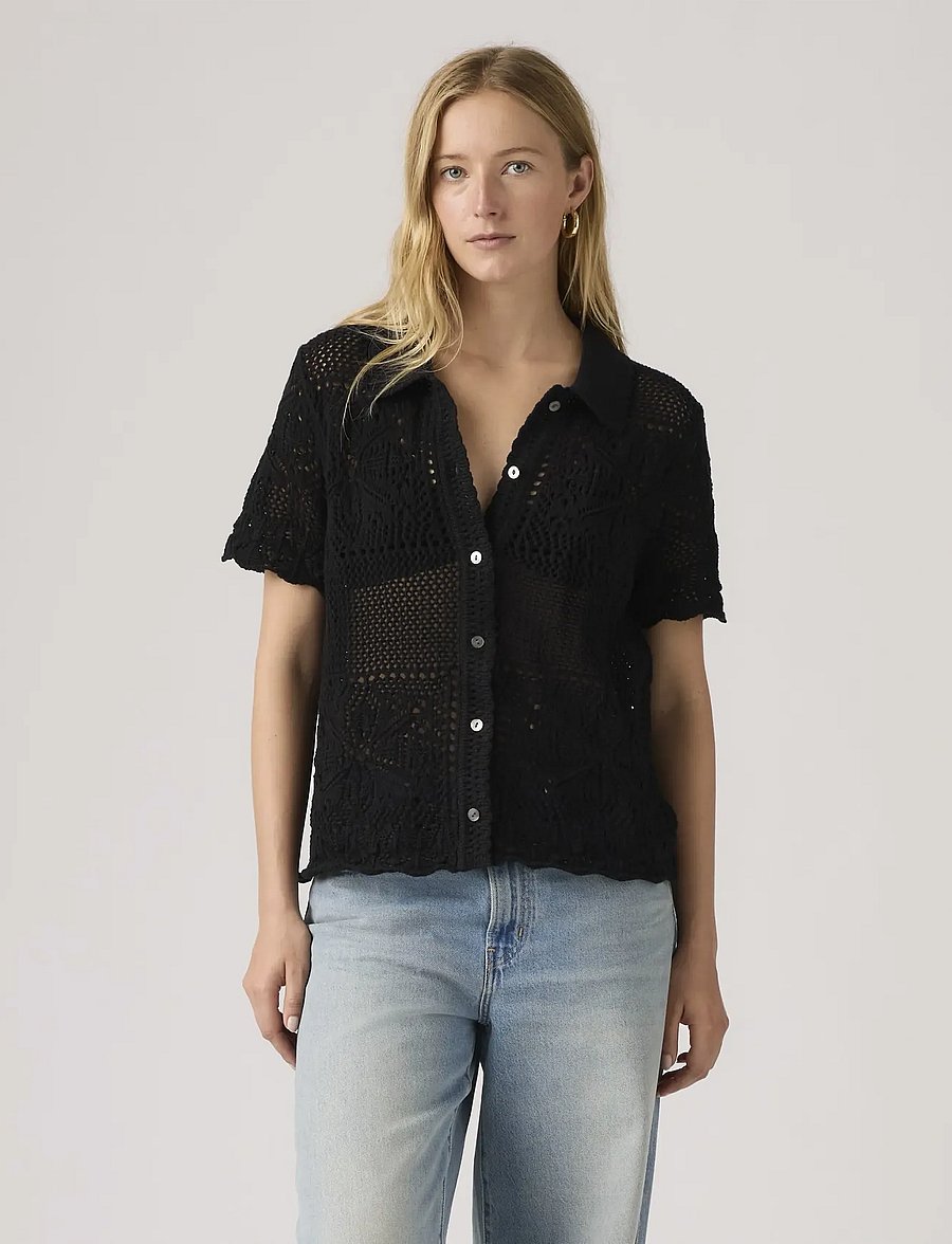 Levi's® - SUSANNA FLORAL CROCHET SHIRT A - kurzärmlige hemden - blacks - 5