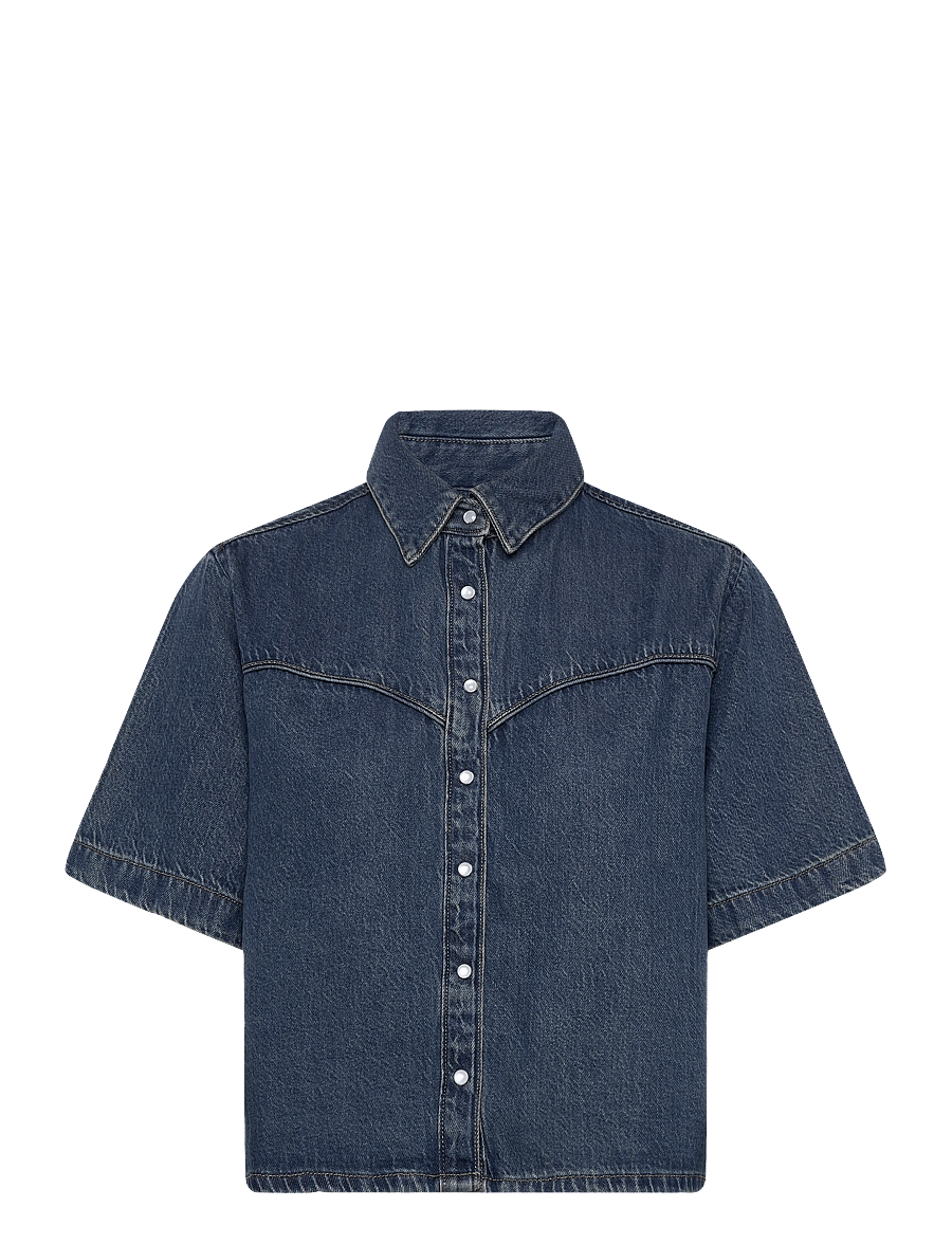 Levi's® - LOGAN SS DENIM SHIRT TENCEL TI - jeansblouses - dark indigo - worn in - 1