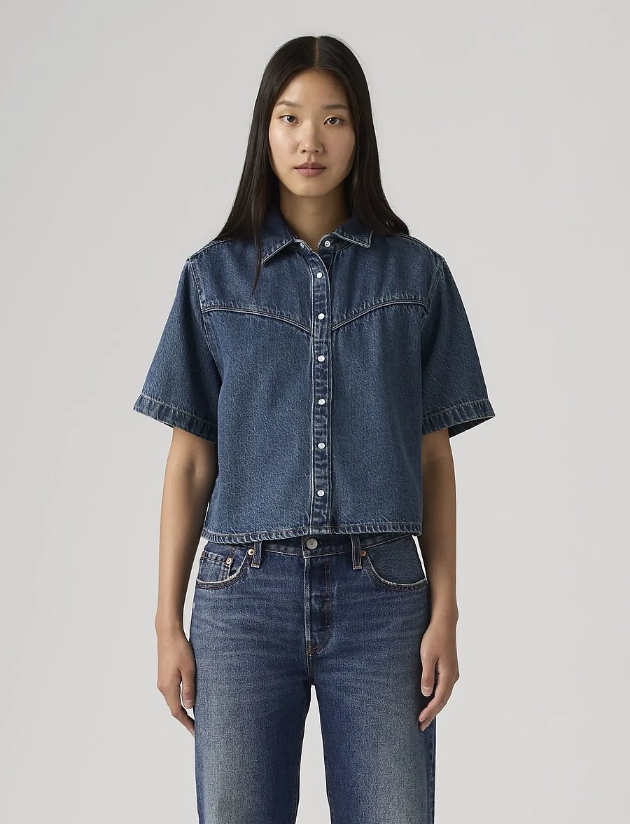 Levi's® - LOGAN SS DENIM SHIRT TENCEL TI - jeansblouses - dark indigo - worn in - 5