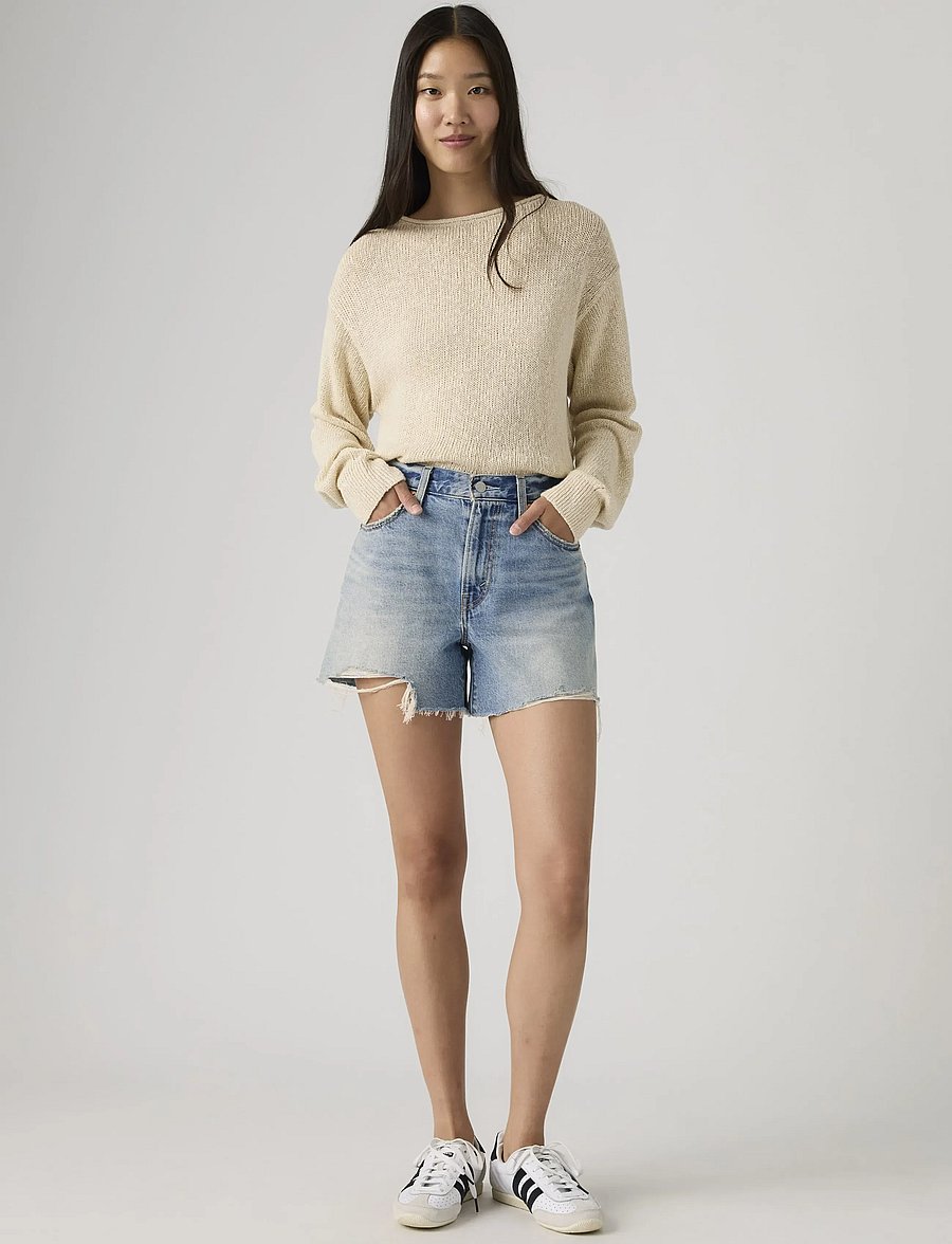 Levi's® - RIBCAGE SHORT ZIP BLOW MY MIND - jorts - med indigo - worn in - 0