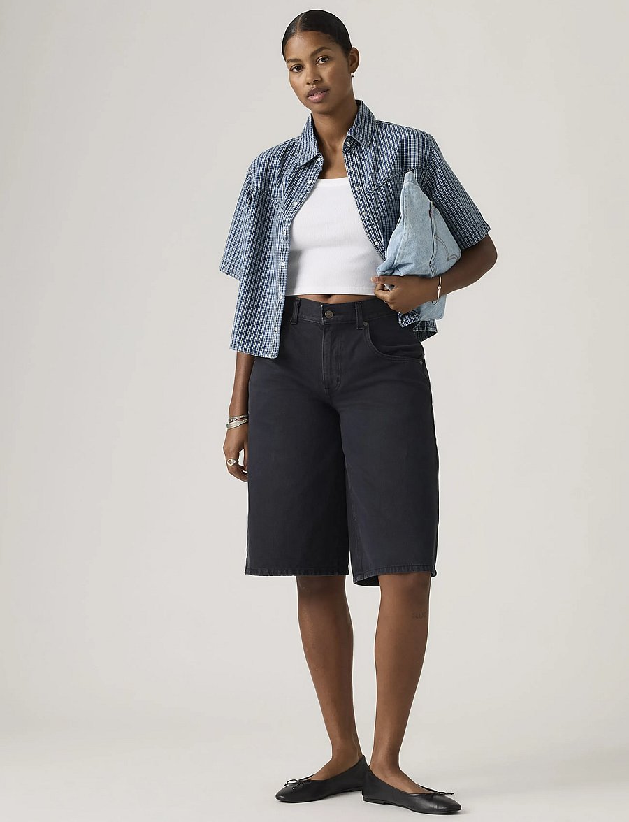 Levi's® - SUPER BAGGY JORT CHIPPED BLACK - džinsa šorti - blacks - 0