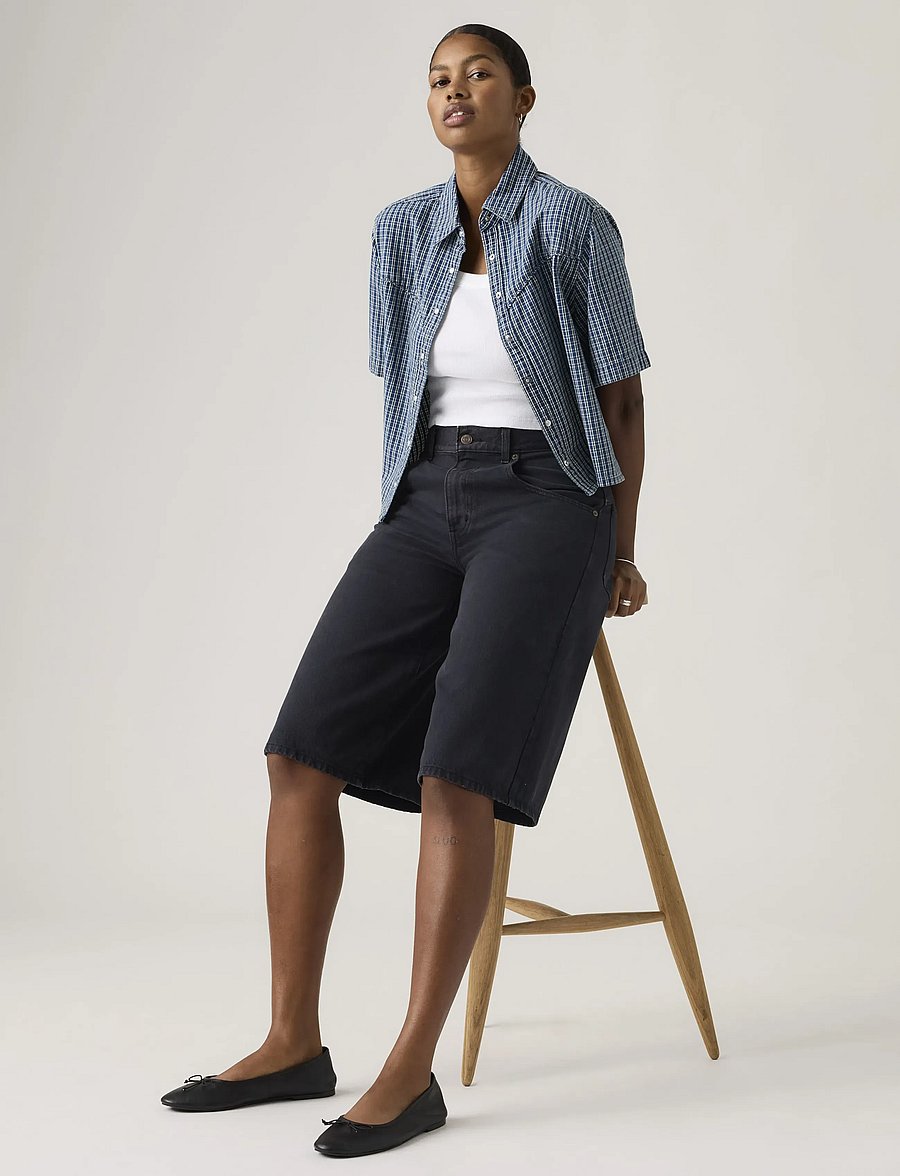 Levi's® - SUPER BAGGY JORT CHIPPED BLACK - džinsa šorti - blacks - 5