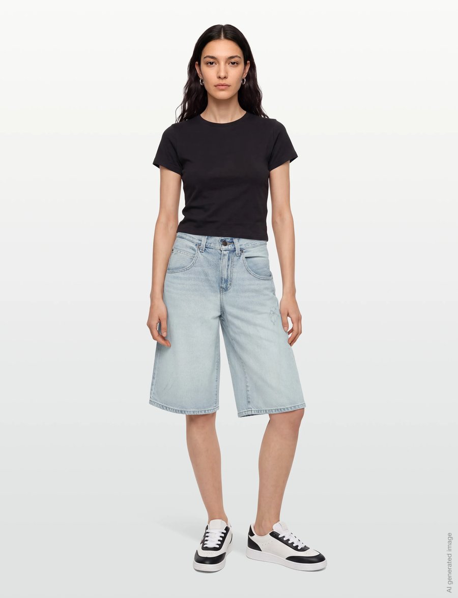 Levi's® - SUPER BAGGY JORT SOUTH CITY - jorts - med indigo - worn in - 0