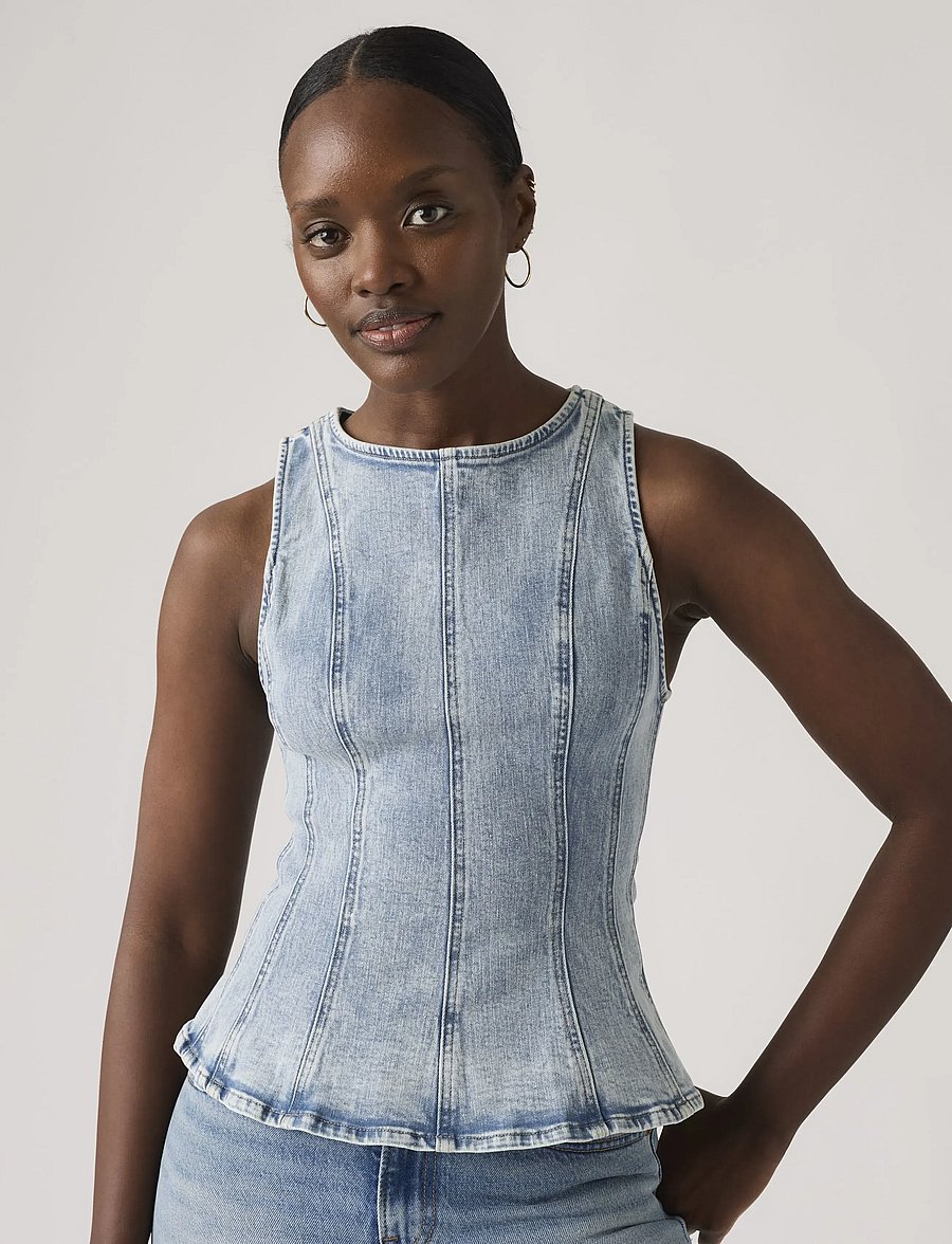 Levi's® - LEIGHTON PEPLUM TOP IN THE DUS - jeanshemden - med indigo - worn in - 0