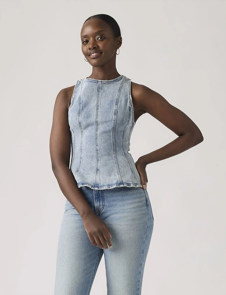 Levi's® - LEIGHTON PEPLUM TOP IN THE DUS - jeanshemden - med indigo - worn in - 5