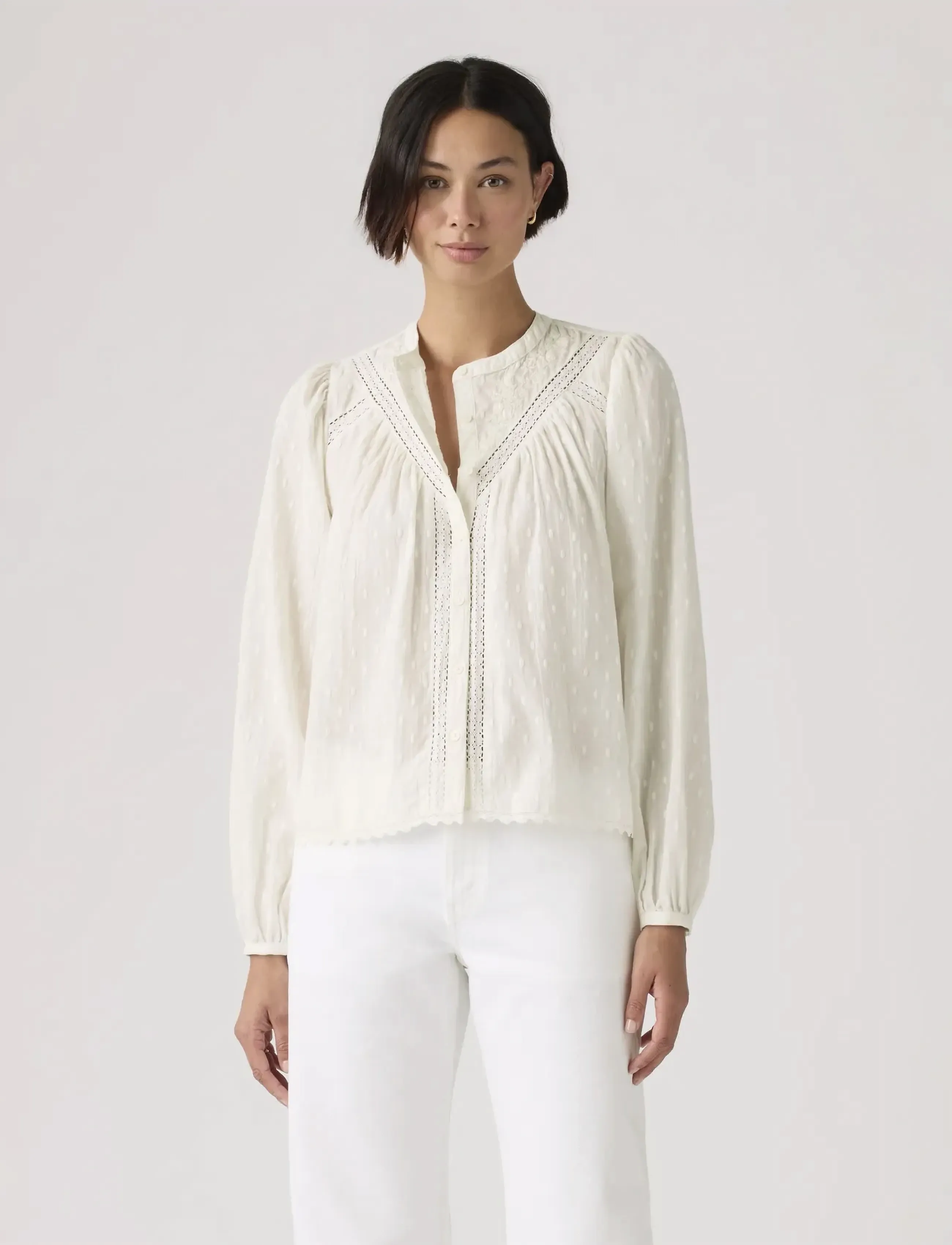 Levi's Cleo Ls Blouse Egret, L, White, Bluser > Langærmede, Dame