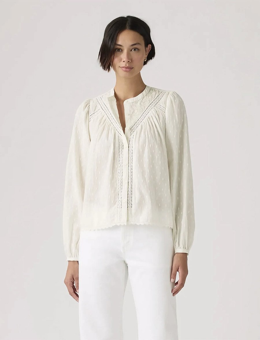Levi's® - CLEO LS BLOUSE EGRET - långärmade blusar - whites - 0