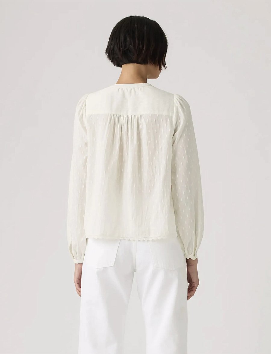 Levi's® - CLEO LS BLOUSE EGRET - långärmade blusar - whites - 4