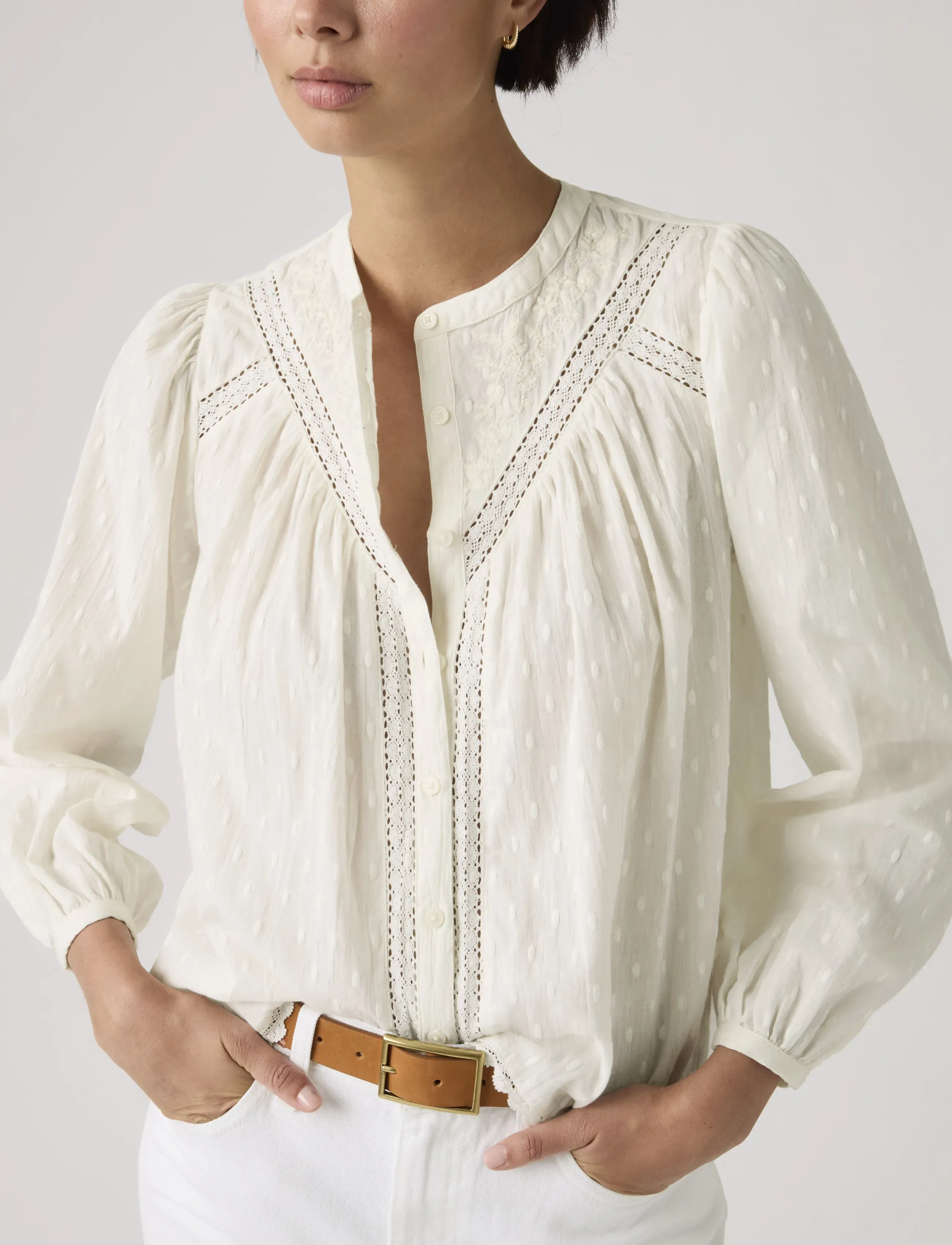 Levi's® - CLEO LS BLOUSE EGRET - långärmade blusar - whites - 5
