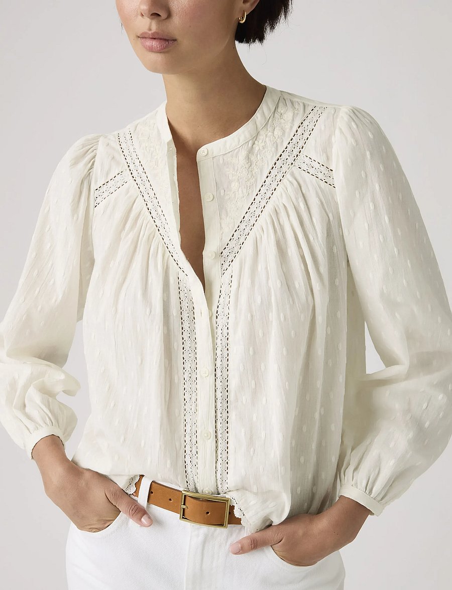Levi's® - CLEO LS BLOUSE EGRET - långärmade blusar - whites - 5