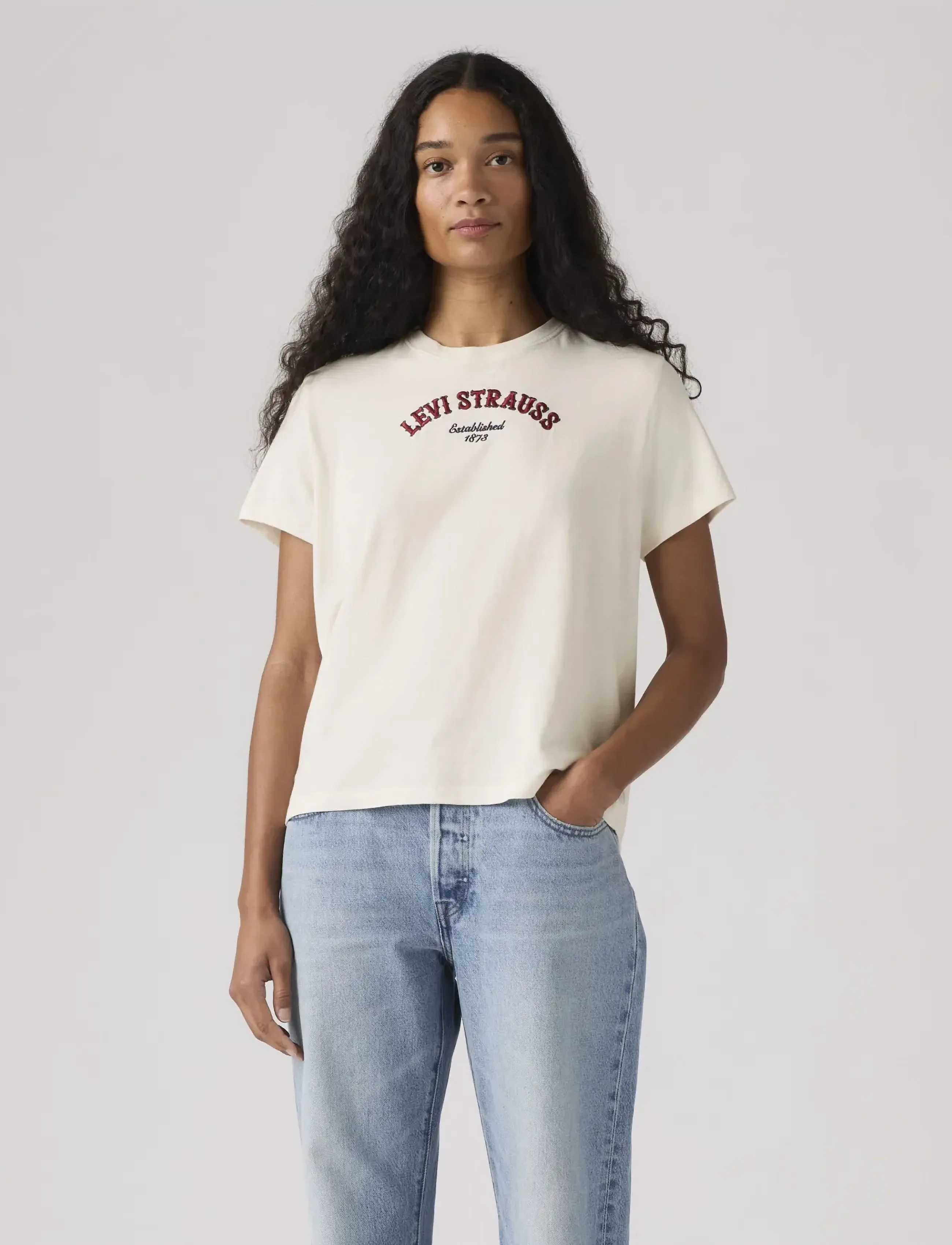 Levi's® GR FAVORITE TEE WESTERN COLLEG - T-shirts & Toppar - NEUTRALS / cream