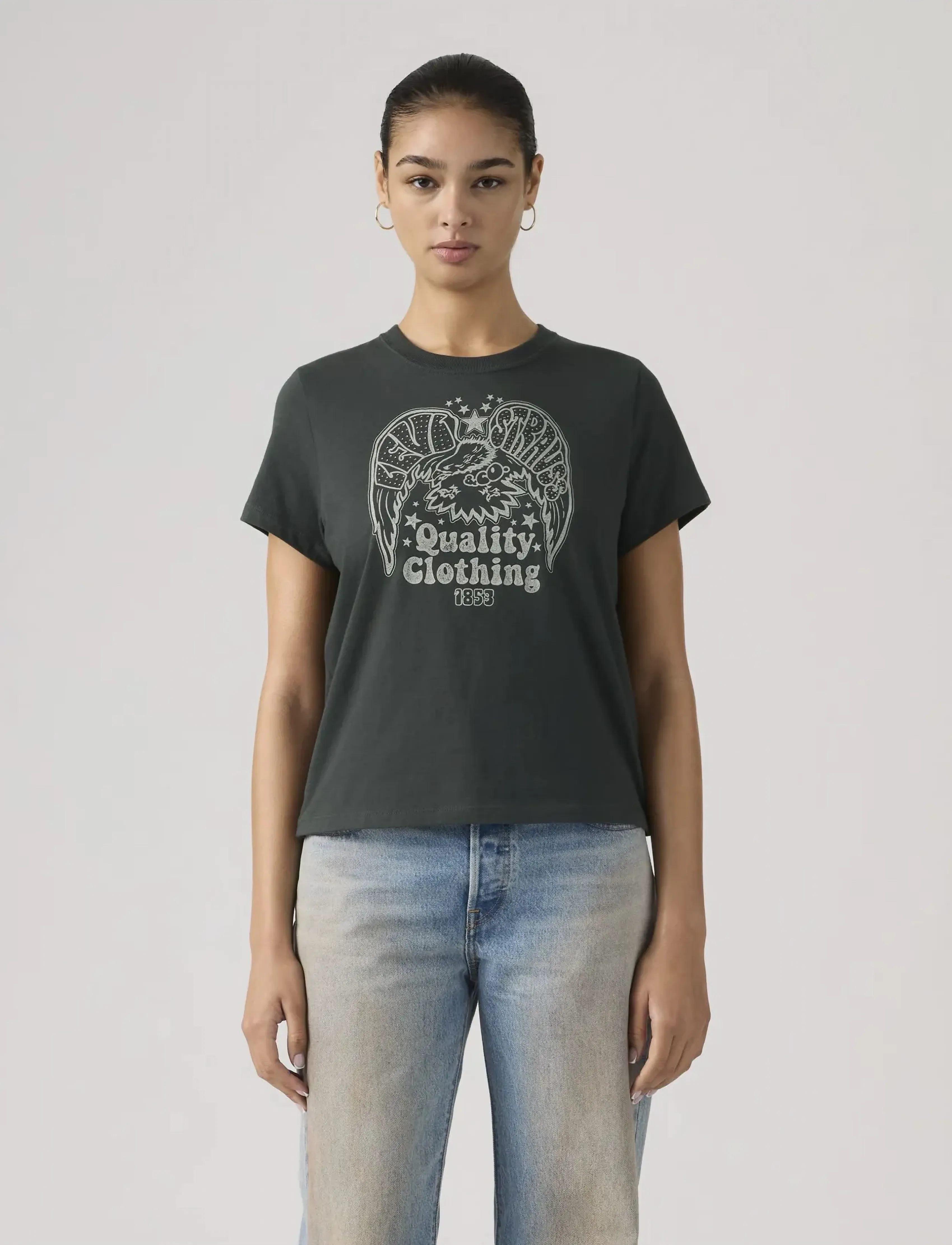 Levi's Gr Favorite Tee Rhinestone Eag, S, Black, T-Shirts & Toppe > Kortærmede, Dame