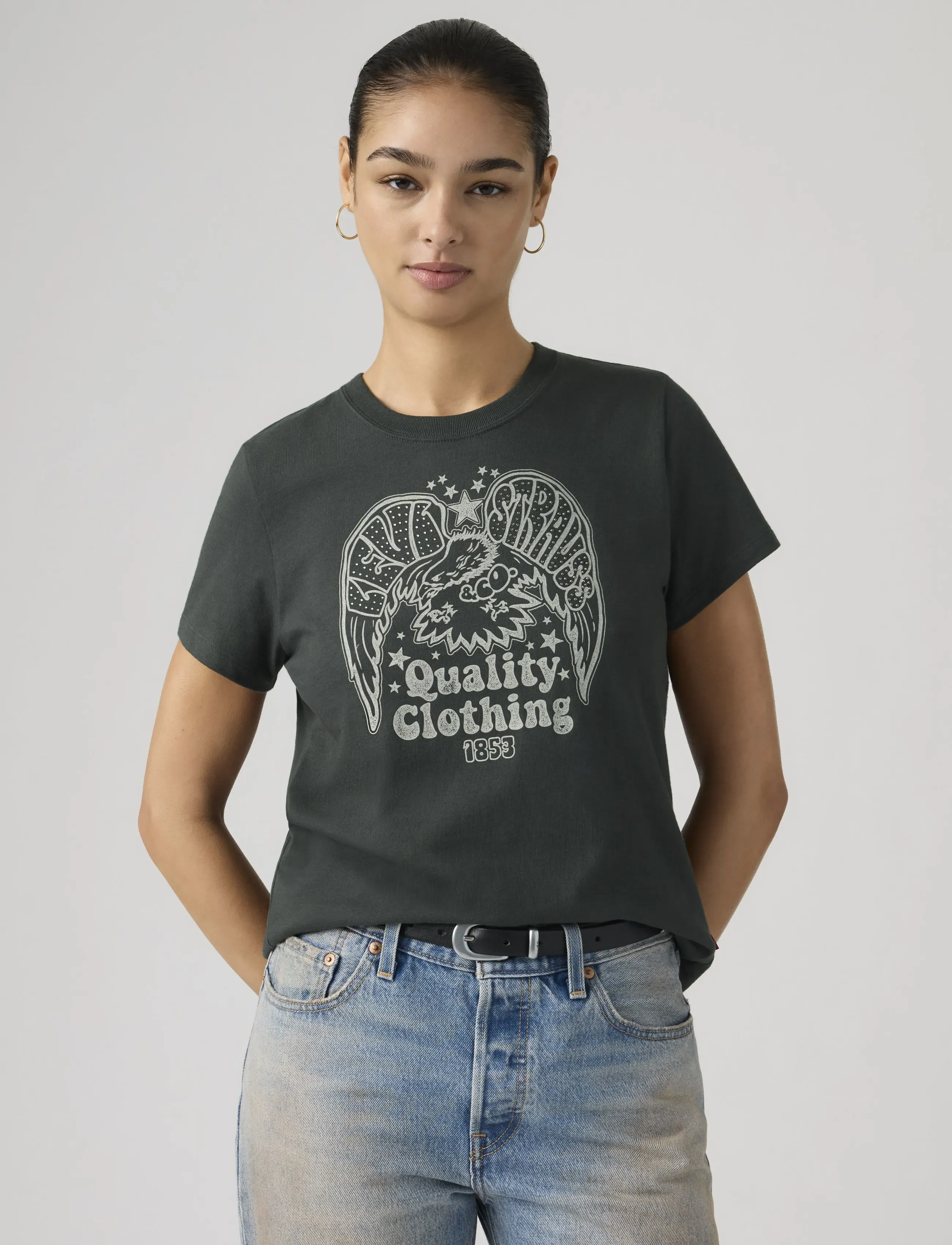Levi's® - GR FAVORITE TEE RHINESTONE EAG - t-shirts - blacks - 5