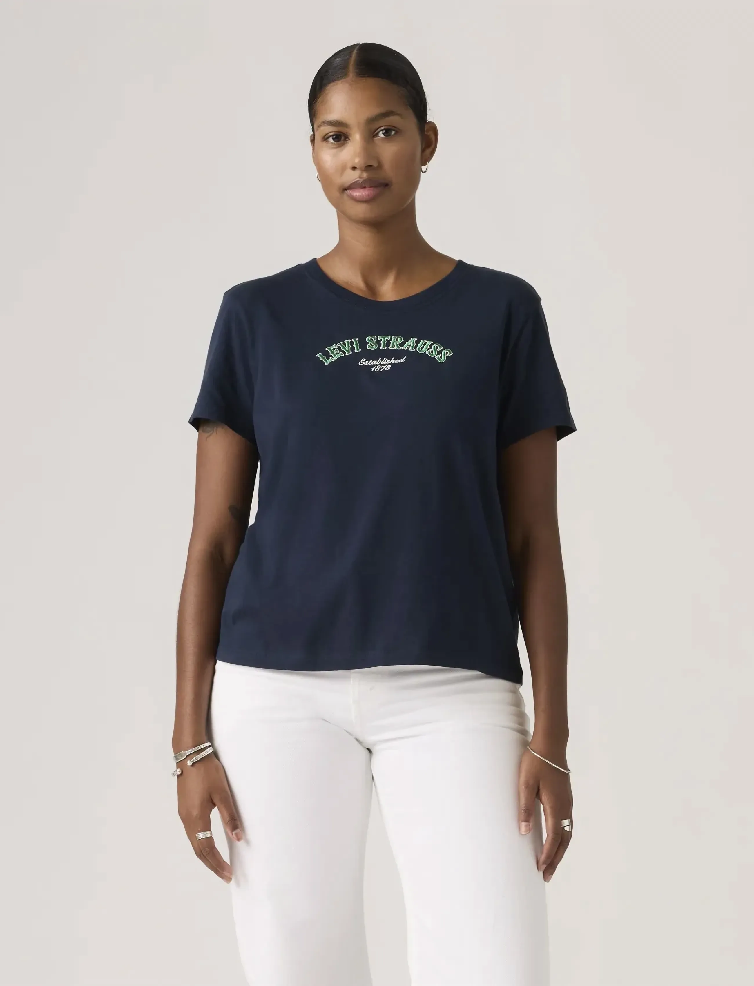 Levi's Gr Favorite Tee Funky Collegia, L, Navy, T-Shirts & Toppe > Kortærmede, Dame