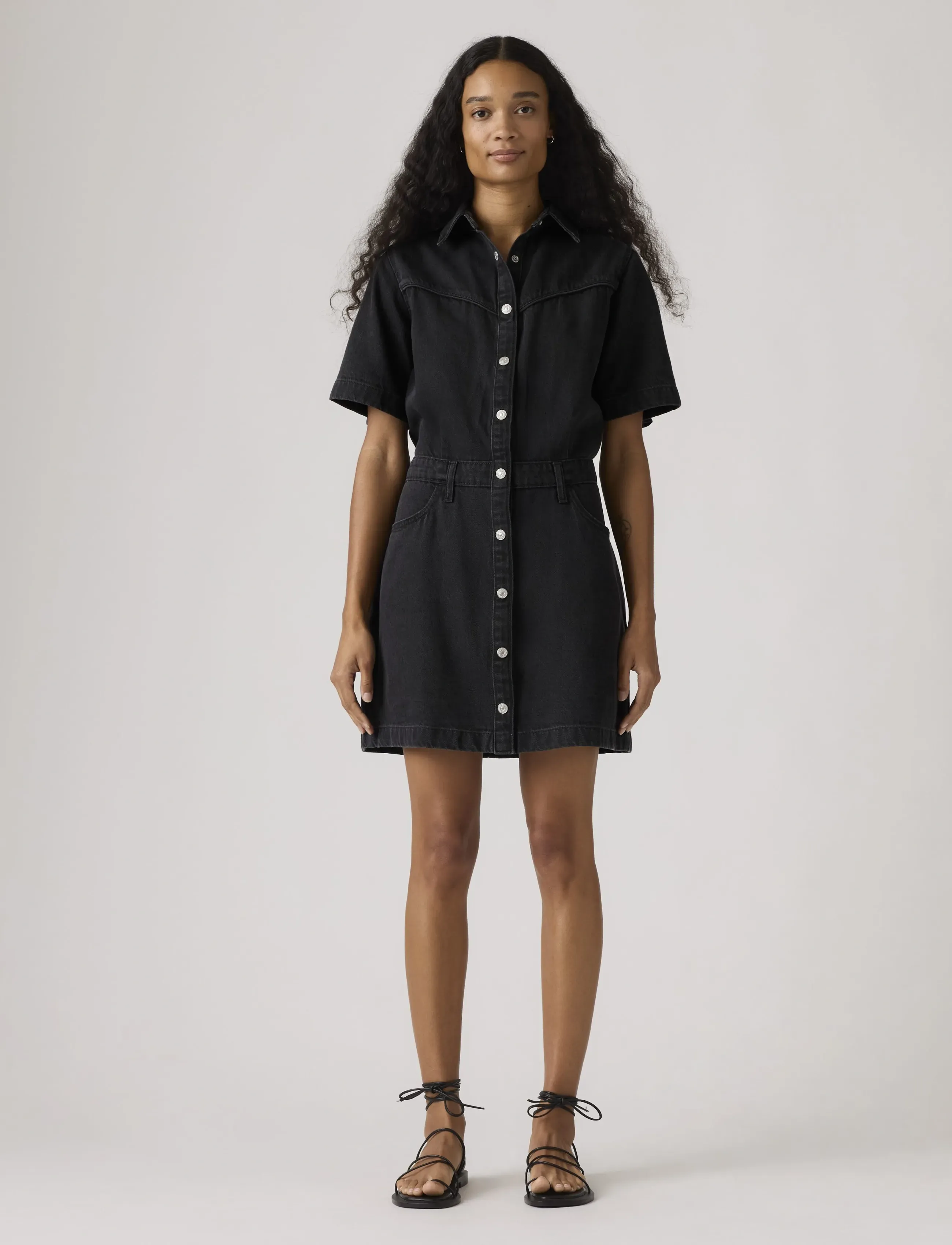 Levi's® - SS LOGAN WESTERN DRESS CAPTURI - denimkjoler - blacks - 5