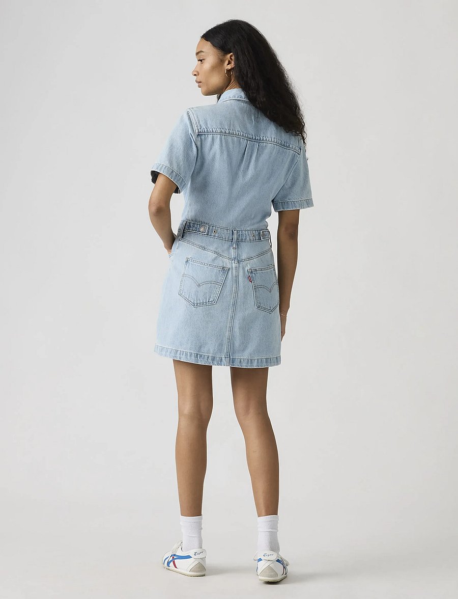 Levi's® - SS LOGAN WESTERN DRESS BLASTED - robes chemises - light indigo - worn in - 3