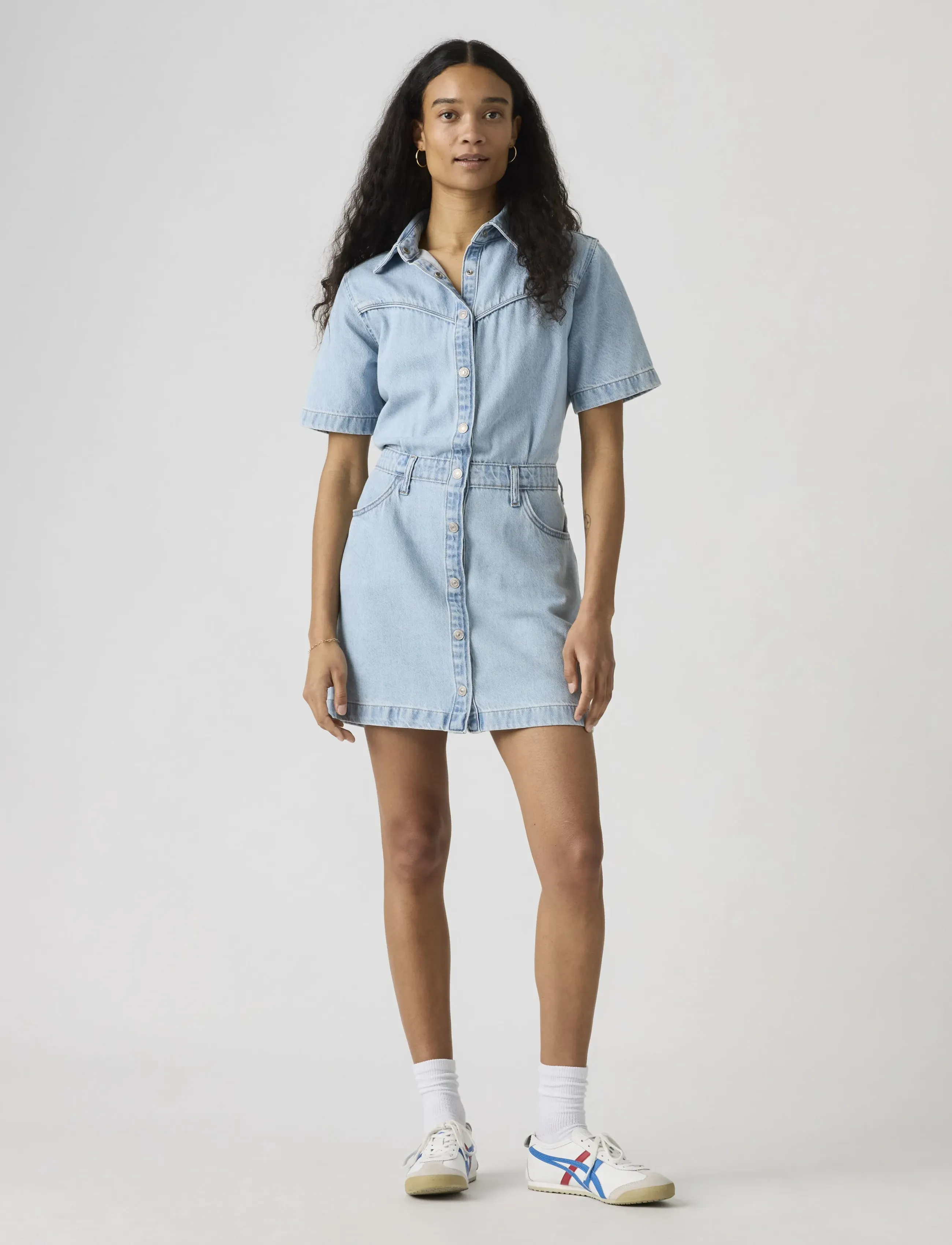 Levi's® - SS LOGAN WESTERN DRESS BLASTED - skjortekjoler - light indigo - worn in - 5