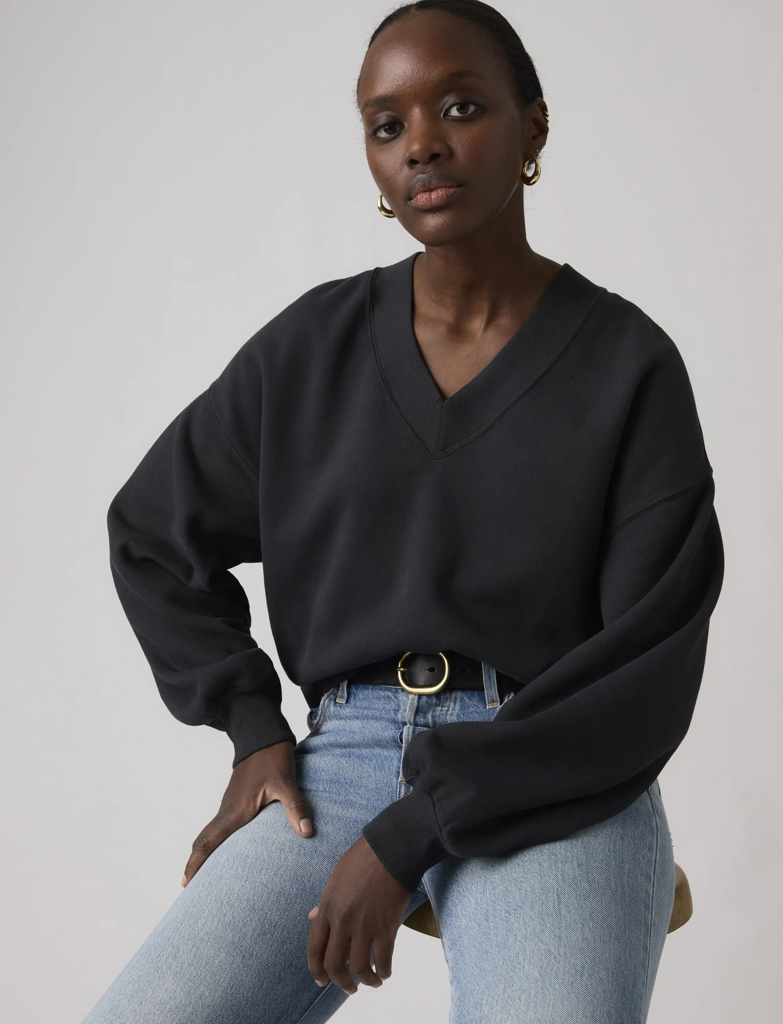 Levi's® - VINTAGE VNECK SWEATSHIRT H126 - everyday style - blacks - 0