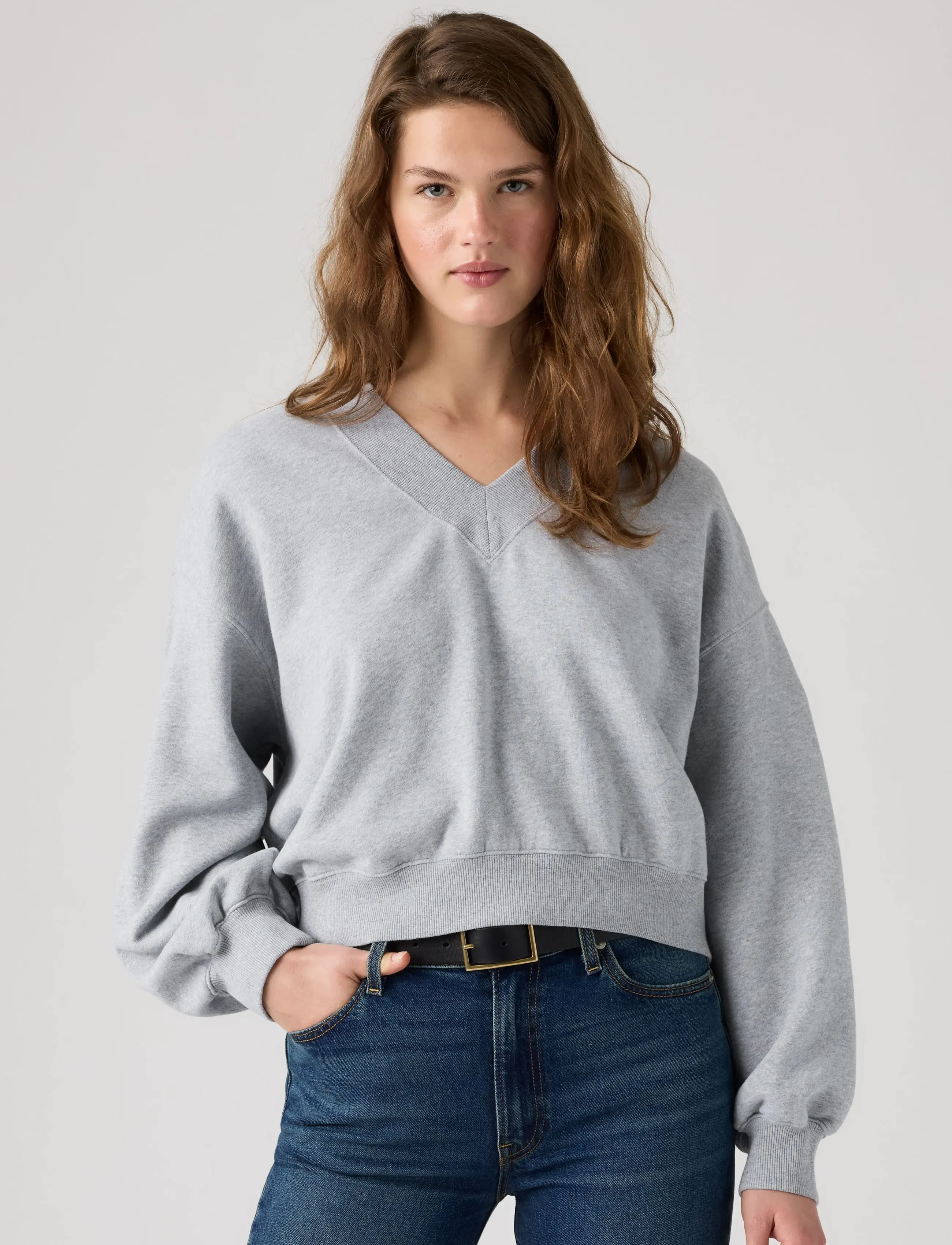 Levi's® - VINTAGE VNECK SWEATSHIRT SILVE - sweatshirts - greys - 0