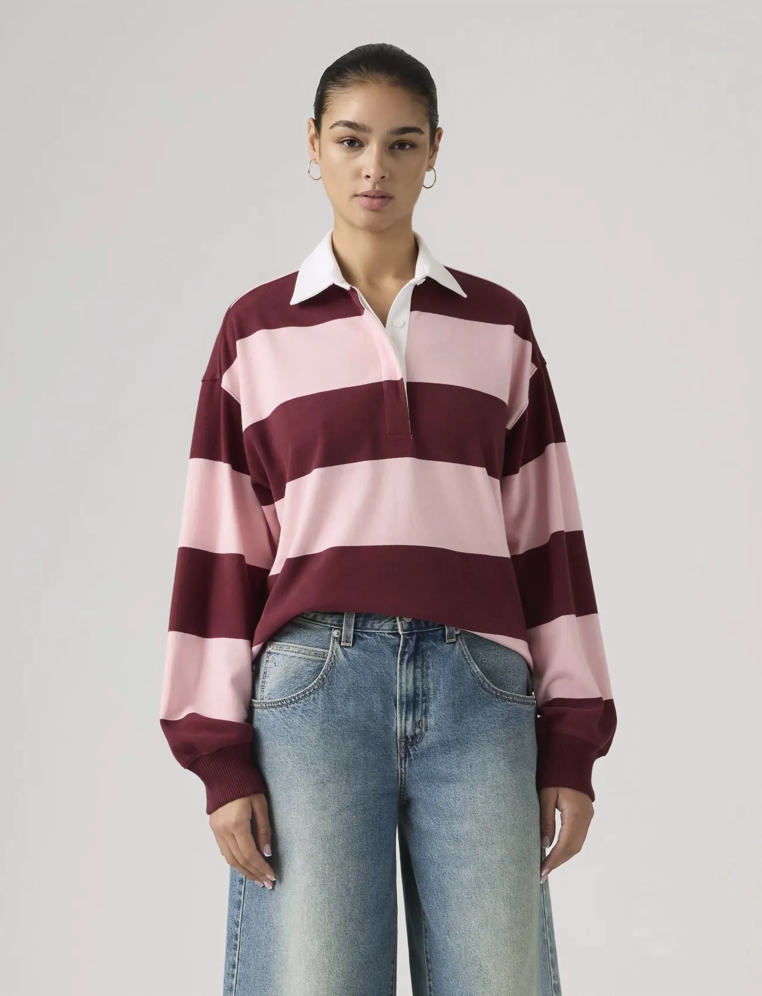 Levi's® REENIE RUGBY LS KATIE STRIPE C - Polosärgid - PINKS / pink/rose