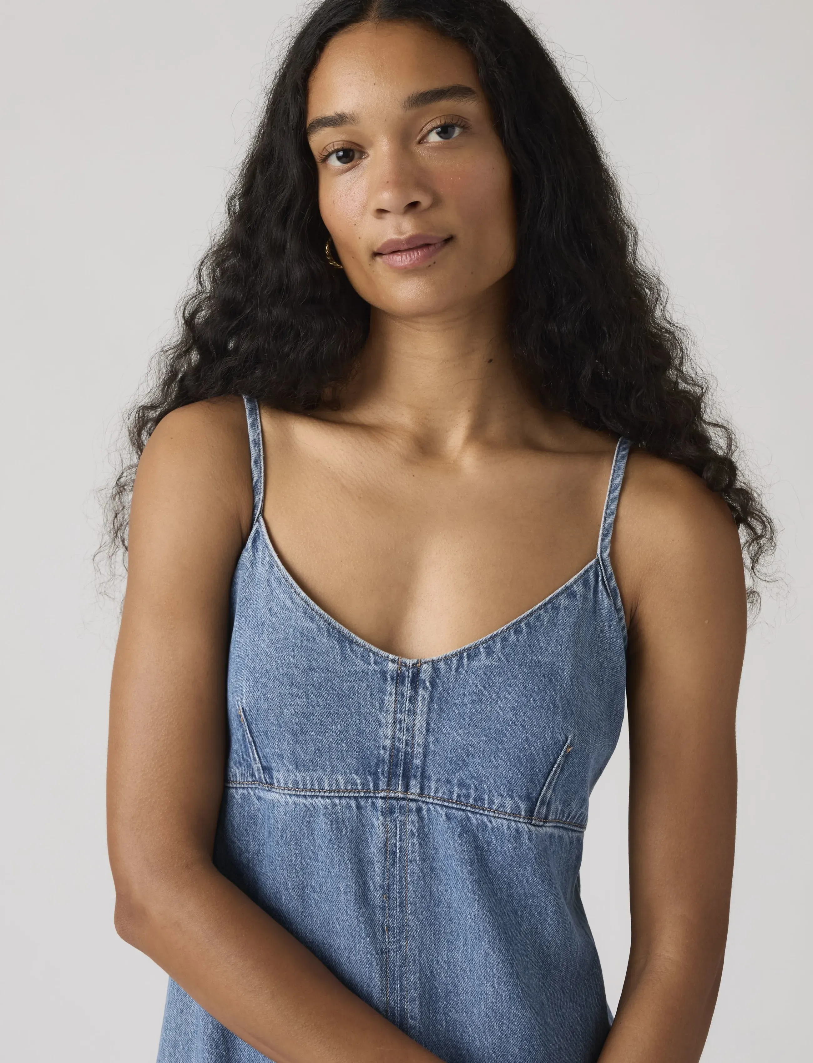 Levi's® - 90S DENIM SLIP DRESS SLIPPED M - slip dresses - med indigo - flat finish - 4