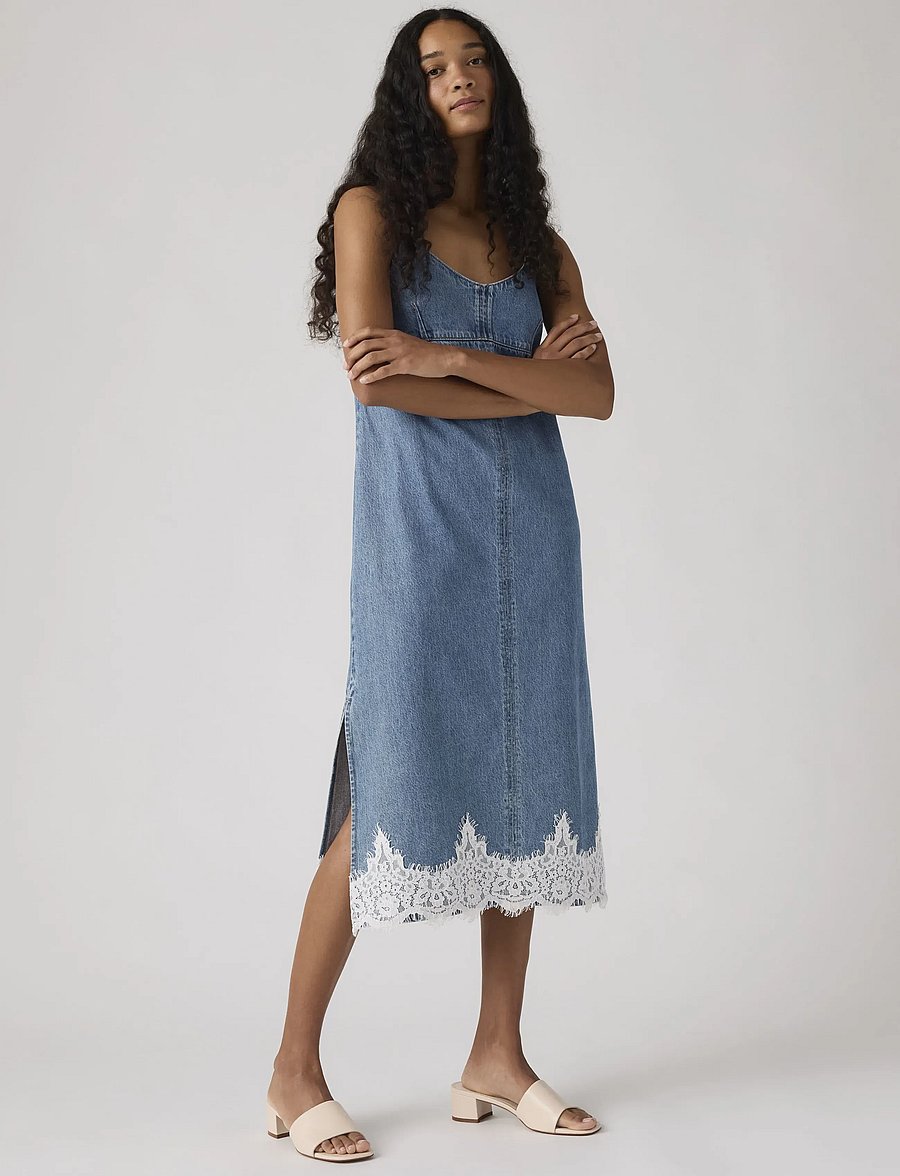 Levi's® - 90S DENIM SLIP DRESS SLIPPED M - teksakleidid - med indigo - flat finisht - 0