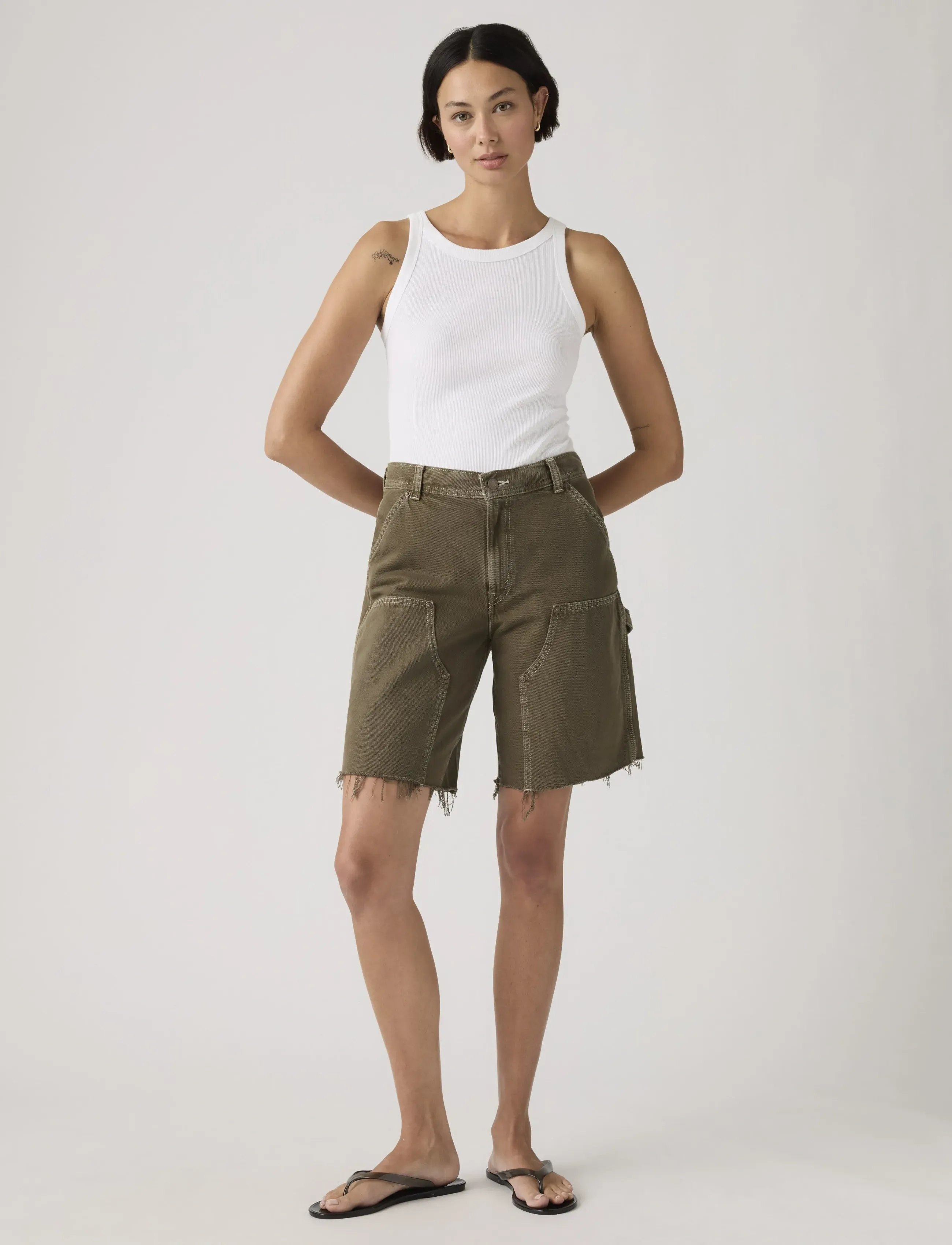 Levi's Baggy Dad Utility Short Washed, 24, Brown, Shorts > Afslappede Shorts, Dame