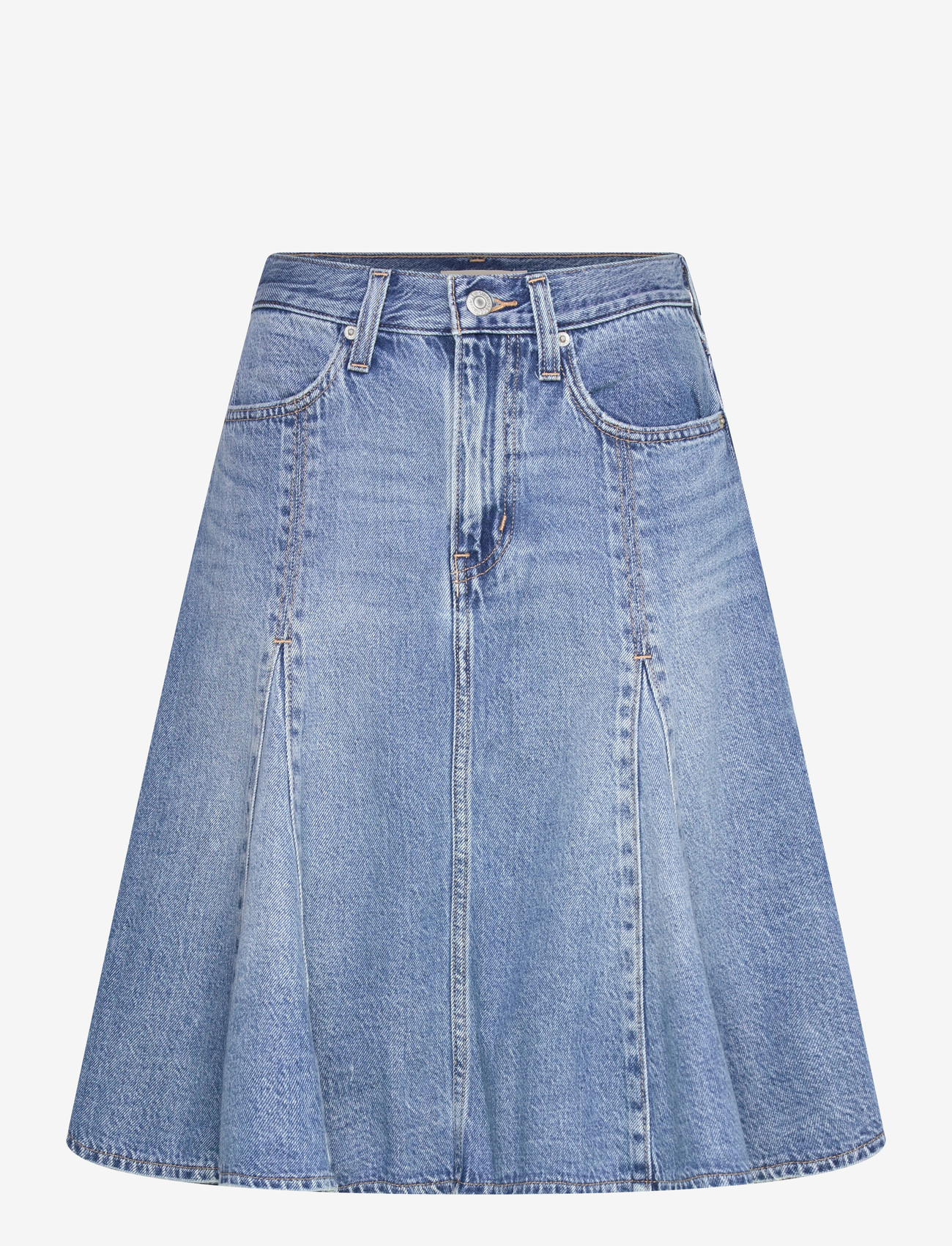 Levi's® - GODET KNEE LENGTH SKIRT GOOD G - jeansröcke - med indigo - worn in - 1