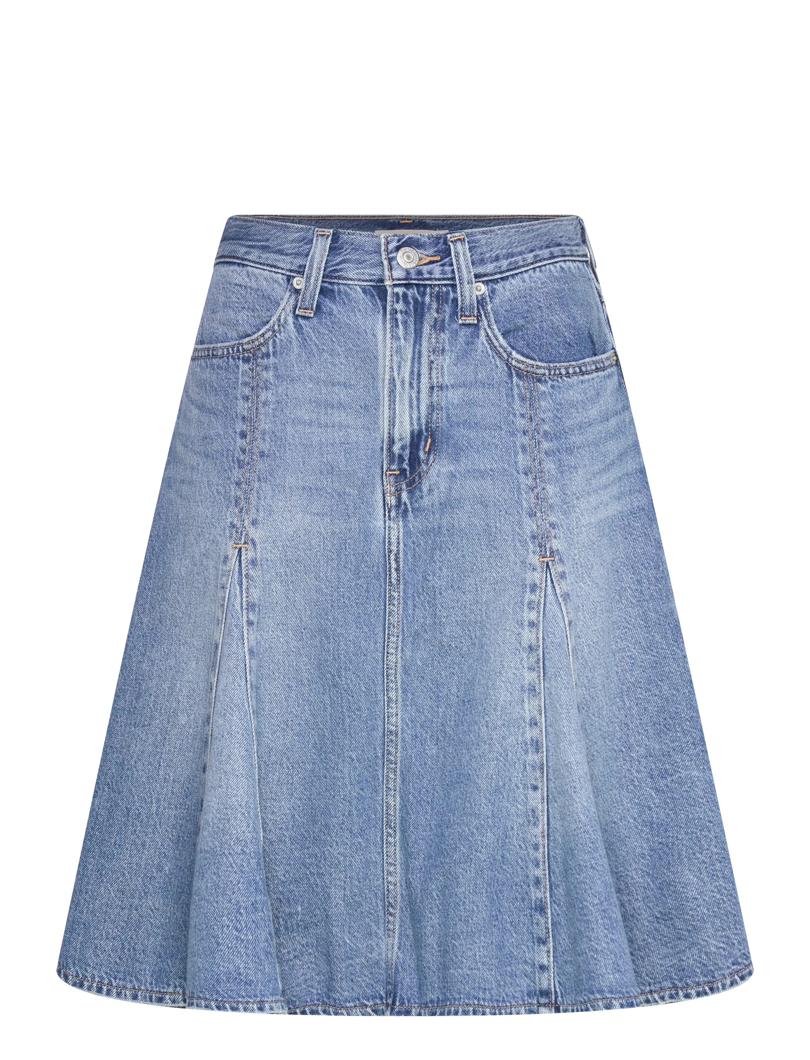 Levi's® GODET KNEE LENGTH SKIRT GOOD G - Transitional Layering - MED INDIGO - WORN IN / blue