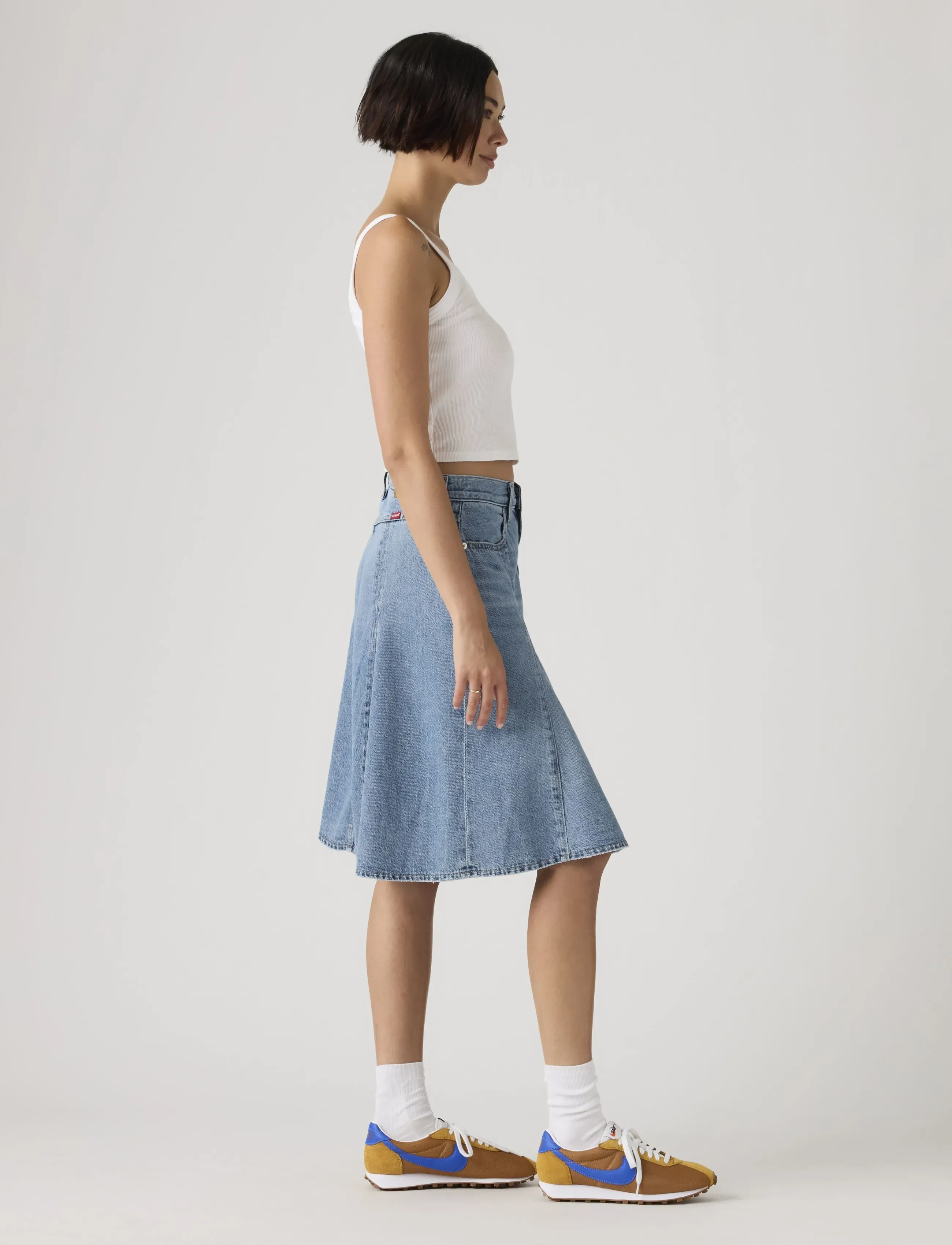 Levi's® - GODET KNEE LENGTH SKIRT GOOD G - denimnederdele - med indigo - worn in - 3
