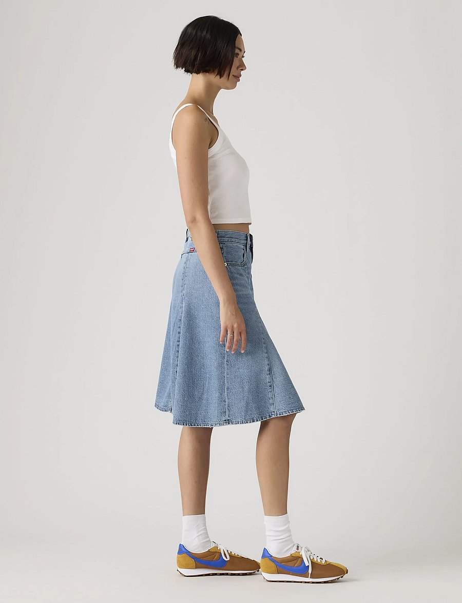 Levi's® - GODET KNEE LENGTH SKIRT GOOD G - denimnederdele - med indigo - worn in - 3