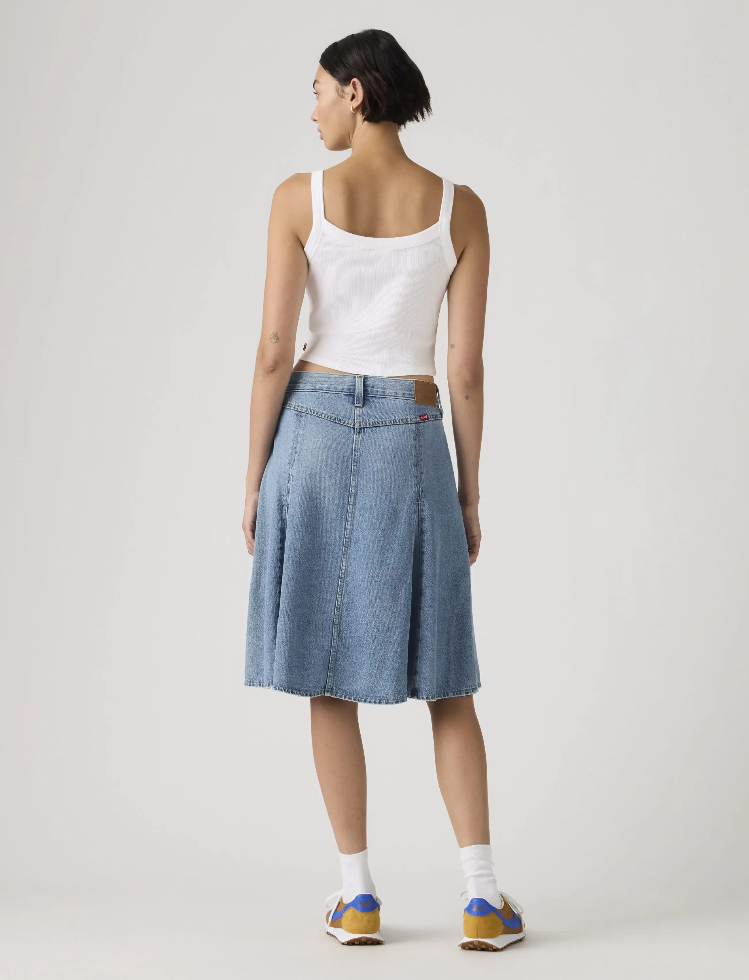 Levi's® - GODET KNEE LENGTH SKIRT GOOD G - denimnederdele - med indigo - worn in - 4