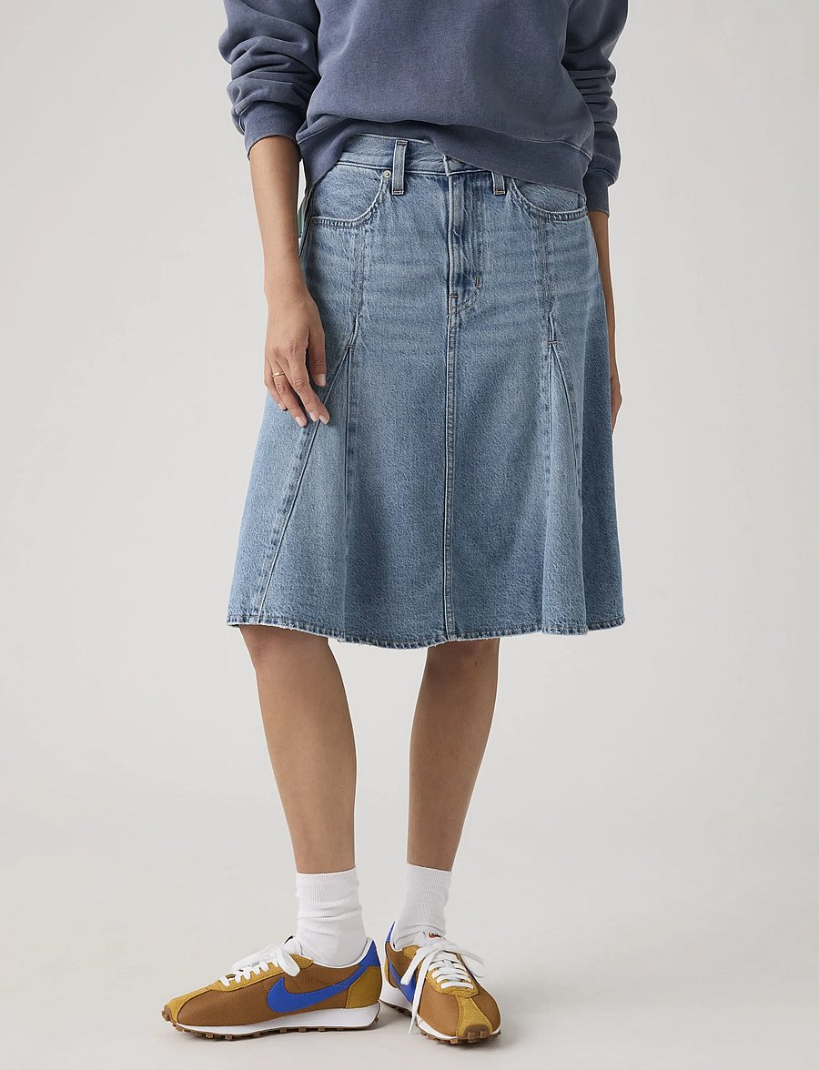 Levi's® - GODET KNEE LENGTH SKIRT GOOD G - denimnederdele - med indigo - worn in - 5