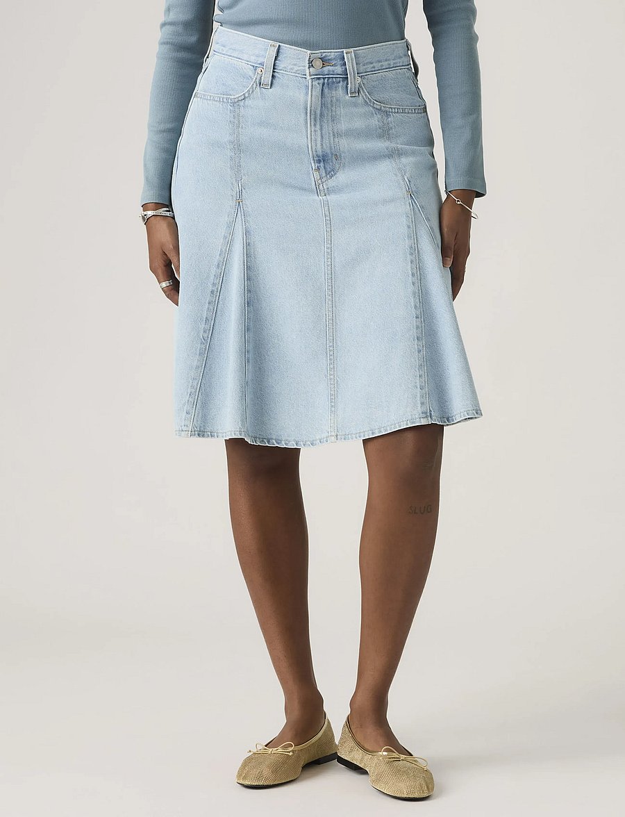 Levi's® - GODET KNEE LENGTH SKIRT OF COU - denim skirts - med indigo - flat finish - 5