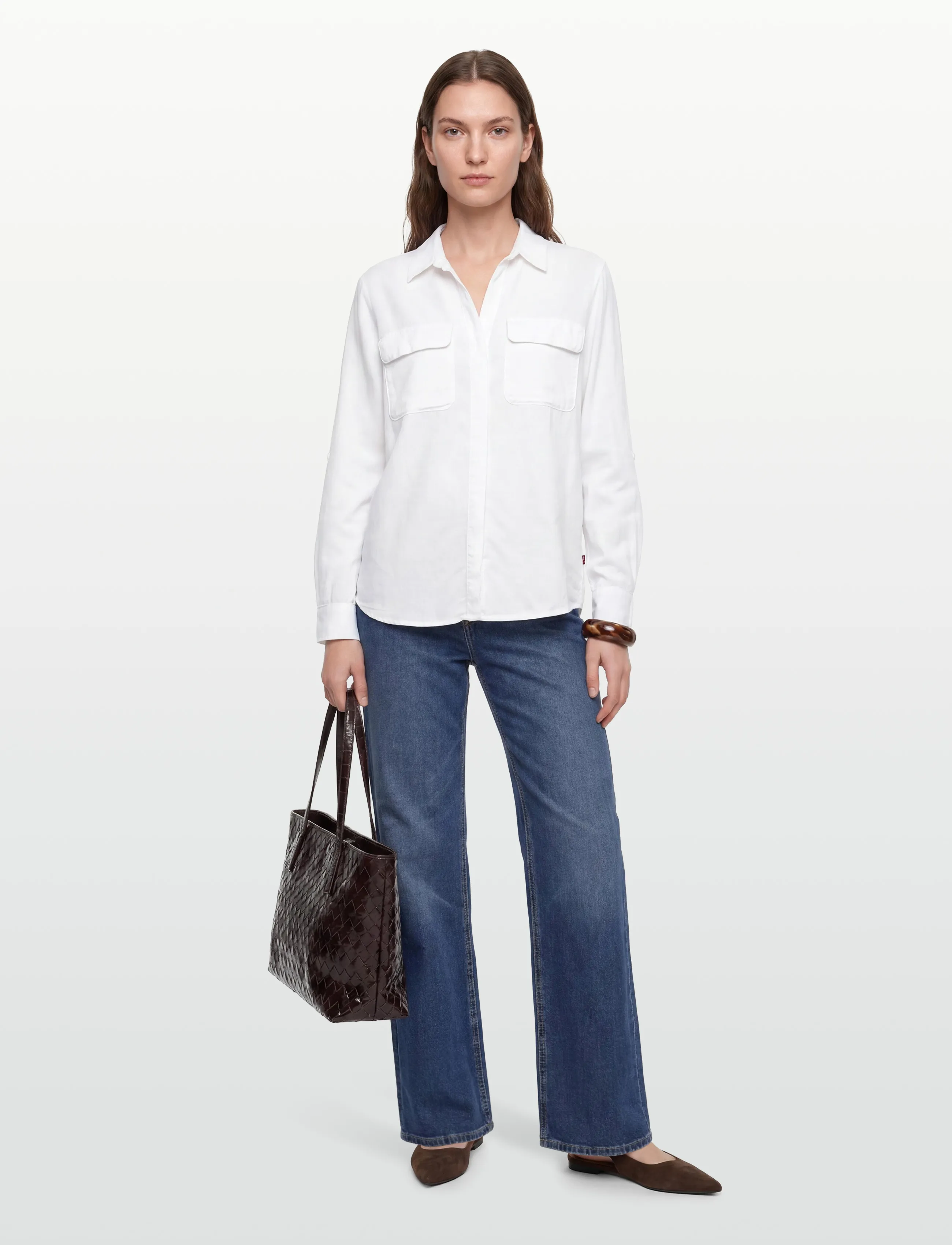 Levi's Elaine Utility Shirt Bright Wh, S, White, Skjorter > Langærmede, Dame