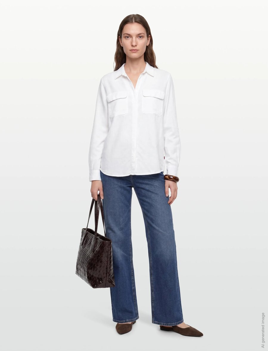 Levi's® - ELAINE UTILITY SHIRT BRIGHT WH - langärmlige hemden - whites - 0