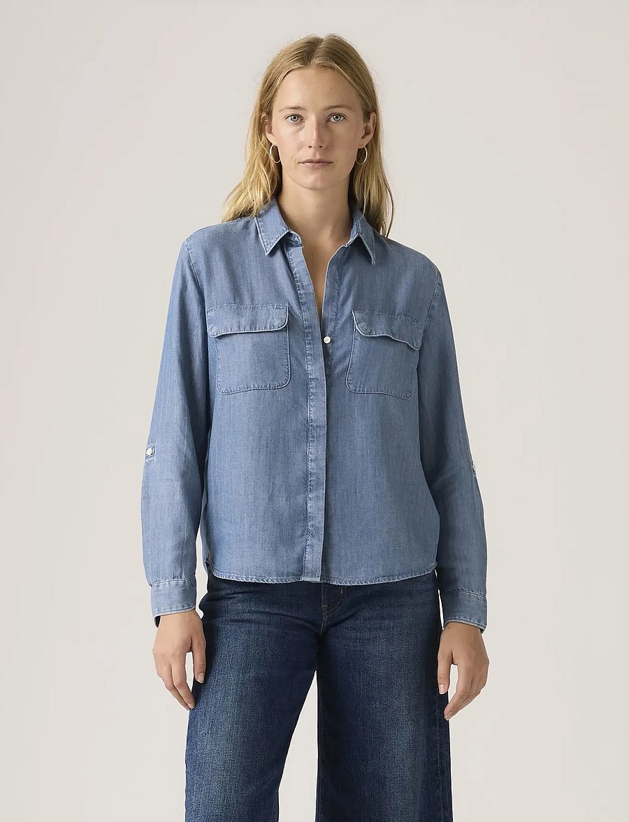 Levi's® - ELAINE UTILITY SHIRT CHILL GIR - teksasärgid - med indigo - worn in2 - 0