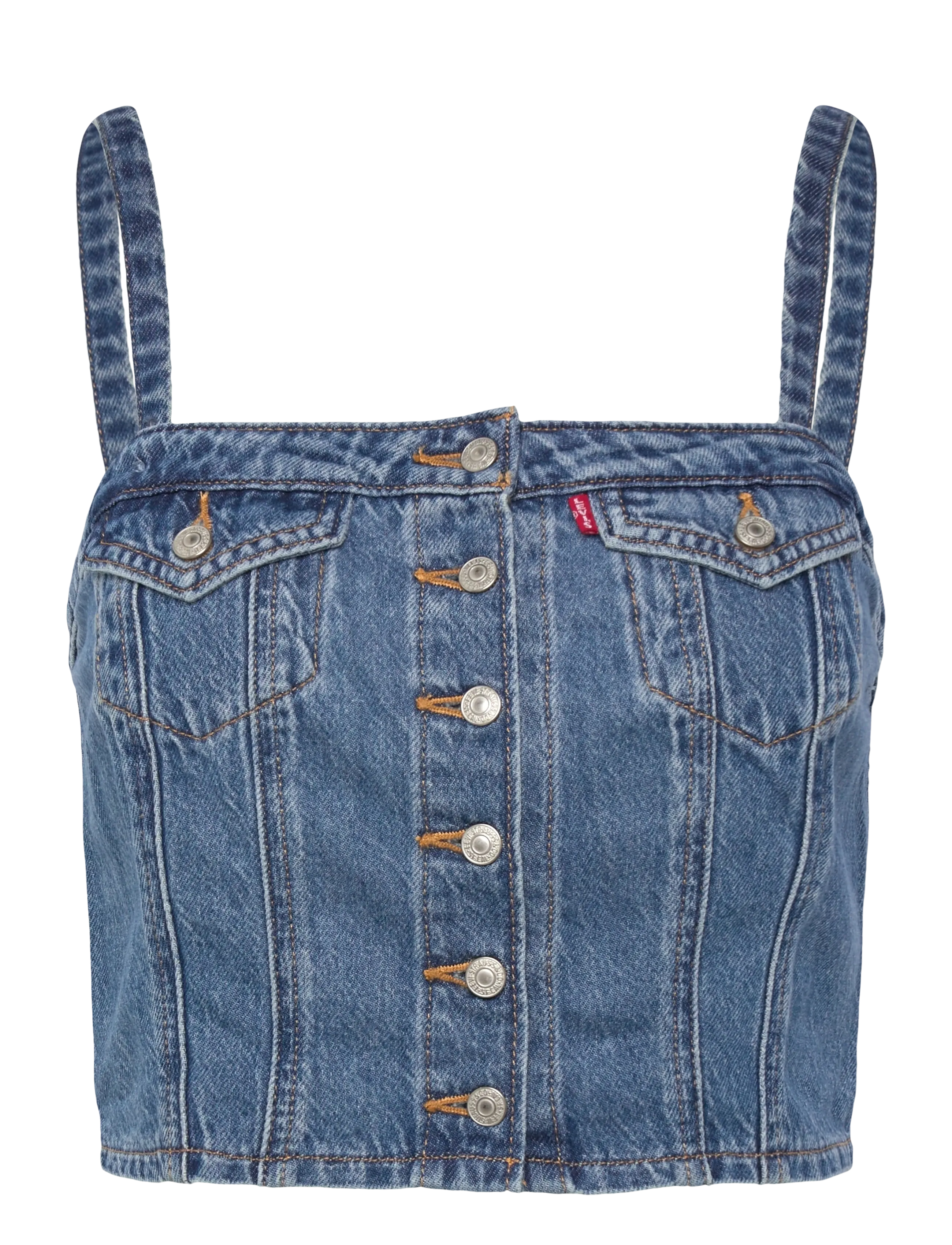 Levi's® DENIM TUBE ALL OVER BLUE - Crop tops - MED INDIGO - WORN IN / blue