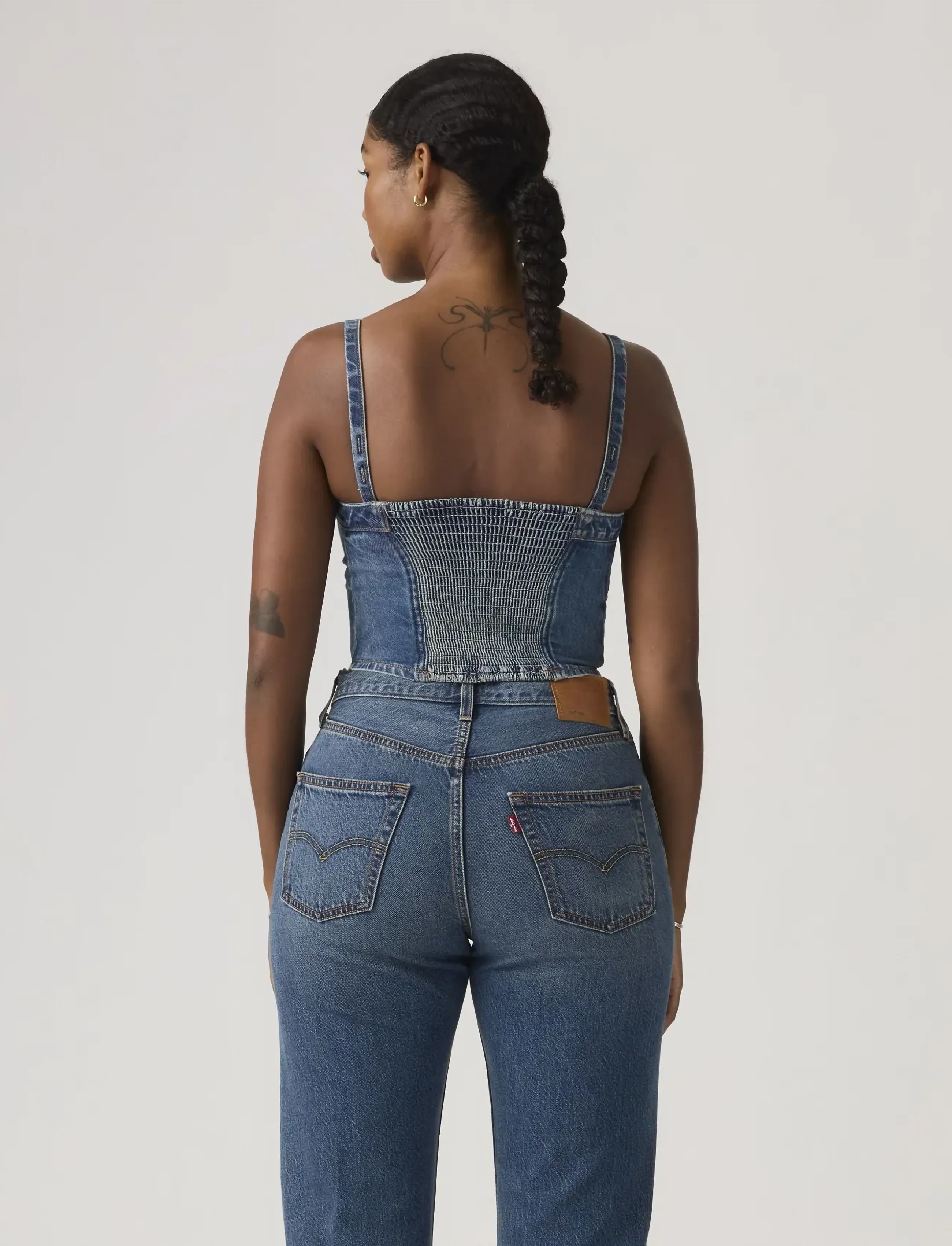 Levi's® - DENIM TUBE ALL OVER BLUE - crop tops - med indigo - worn in - 3