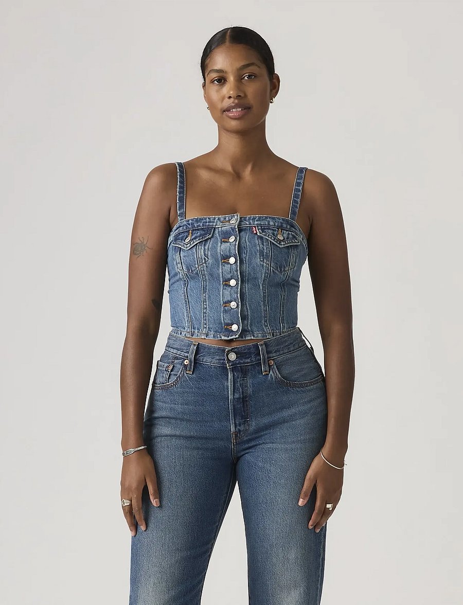 Levi's® - DENIM TUBE ALL OVER BLUE - lühikesed topid - med indigo - worn in - 5