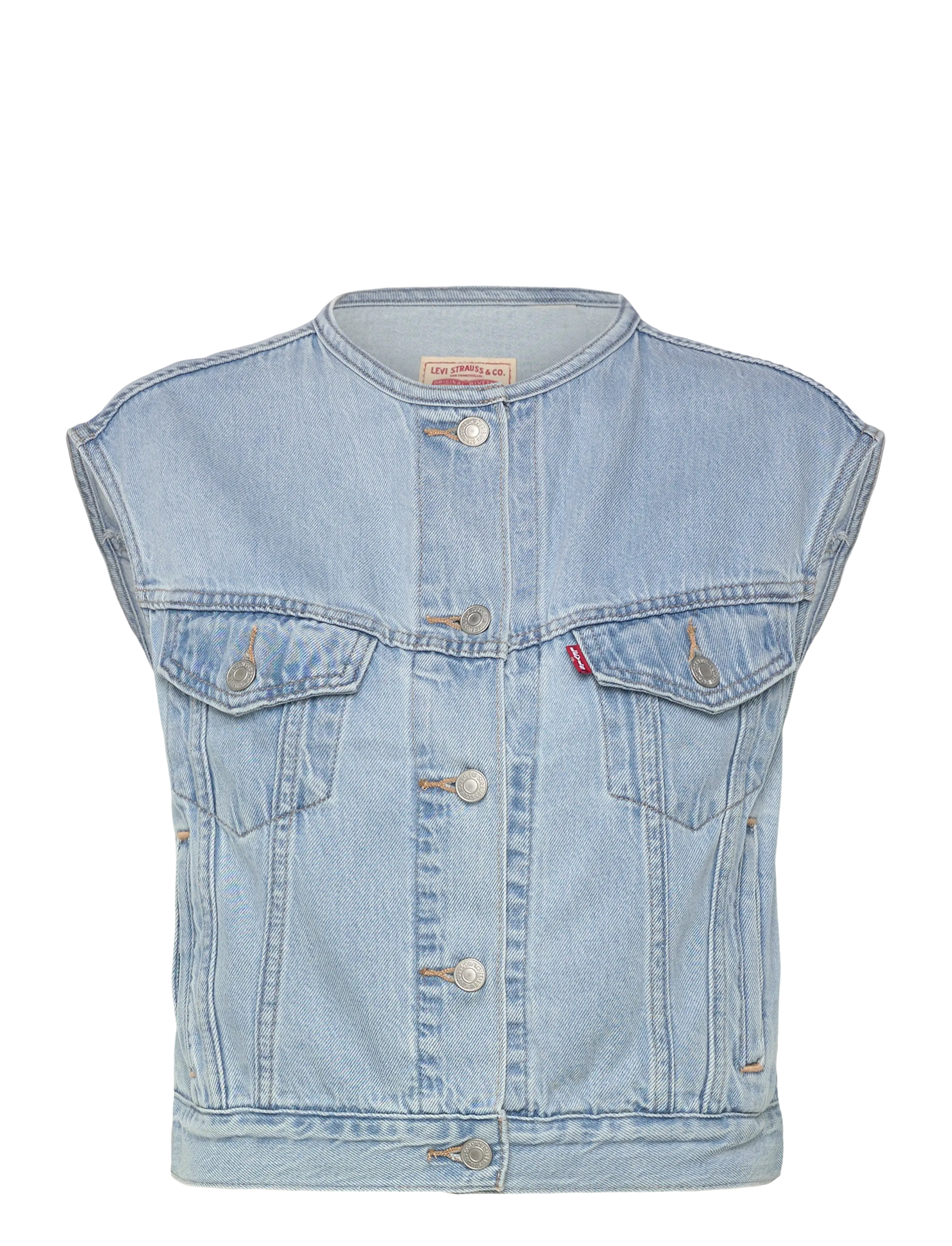 Levi's® COLLARLESS SHRUNKEN 90S VEST O - Teksavestid - MED INDIGO - WORN IN / blue