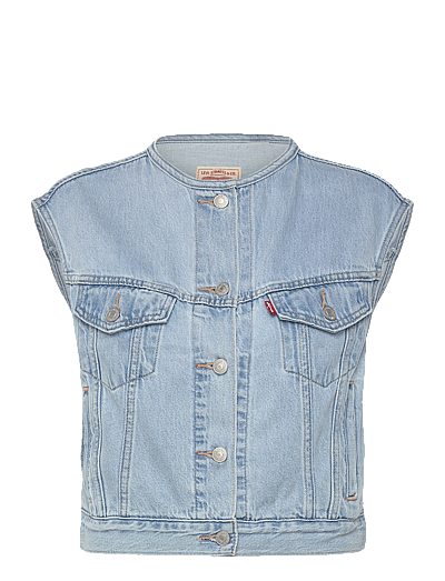 Collarless Shrunken 90s Vest O - Denimveste