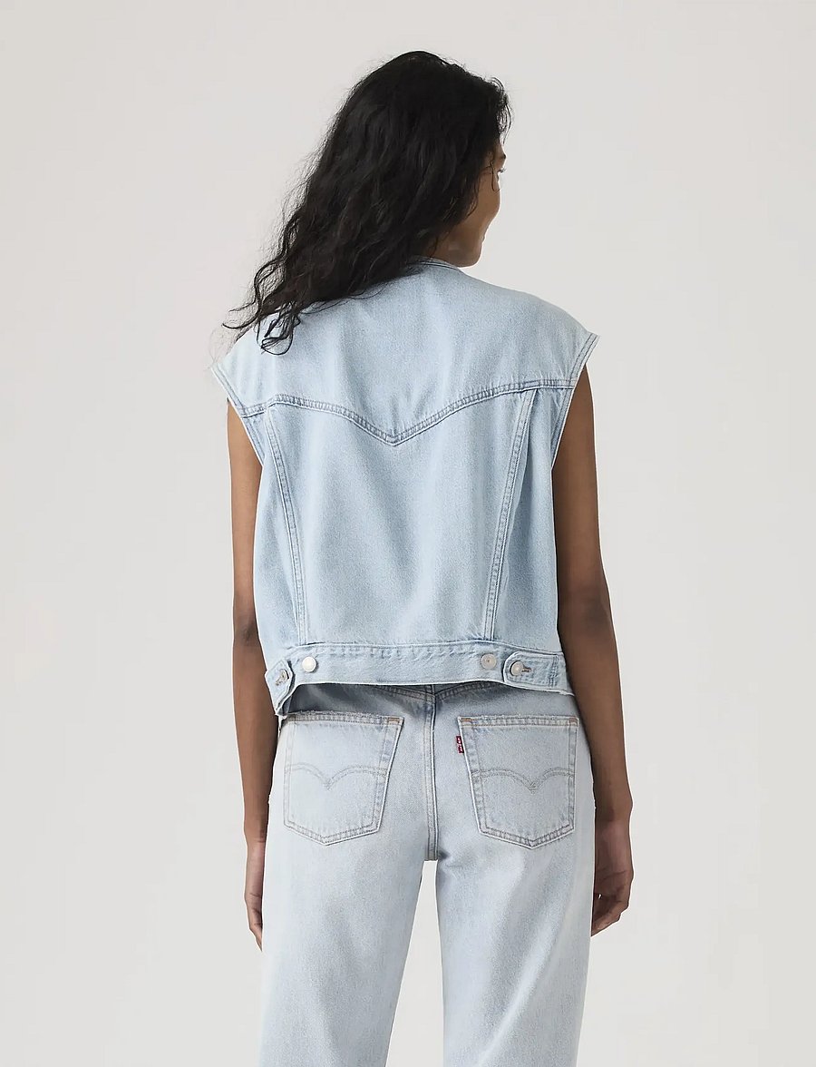 Levi's® - COLLARLESS SHRUNKEN 90S VEST O - denim-westen - med indigo - worn in - 3